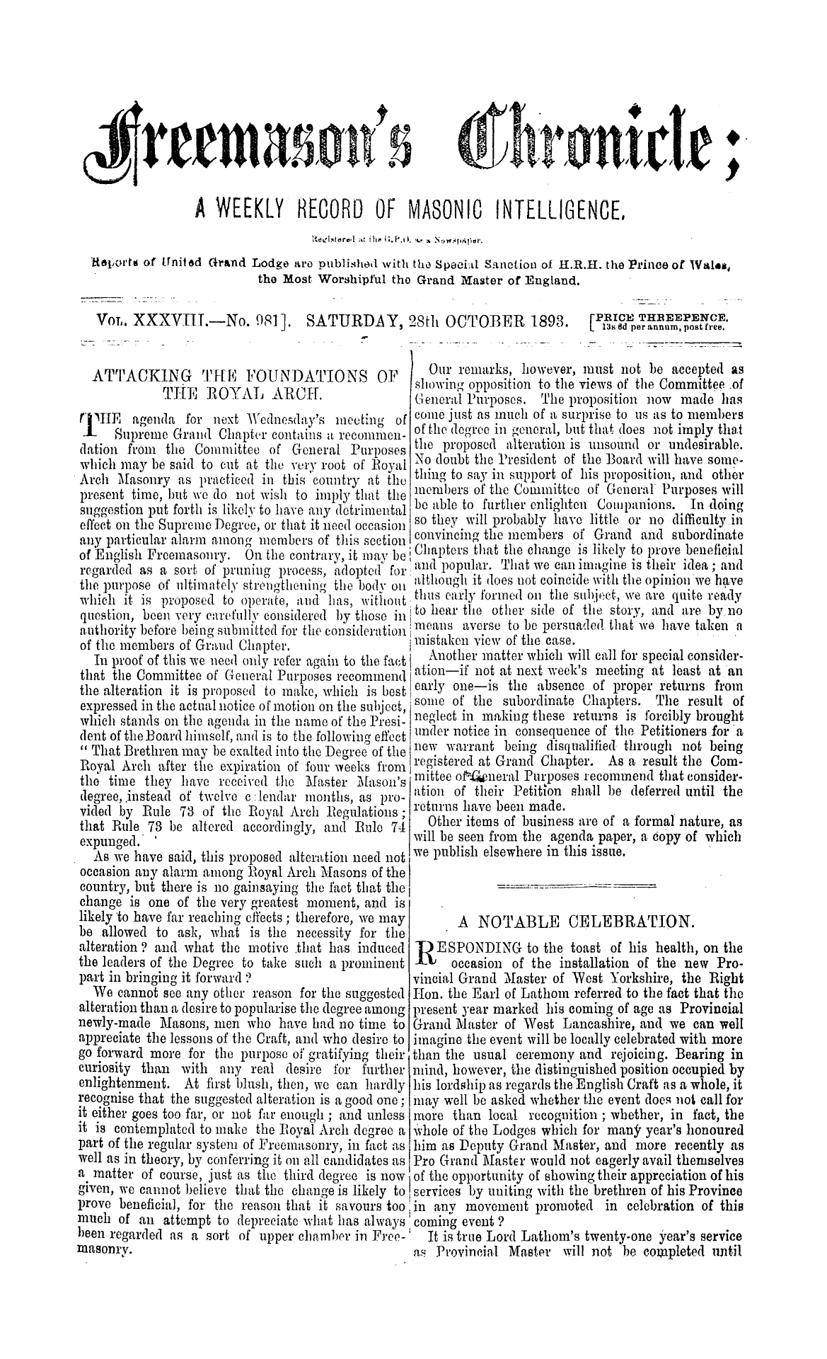 The Freemason's Chronicle