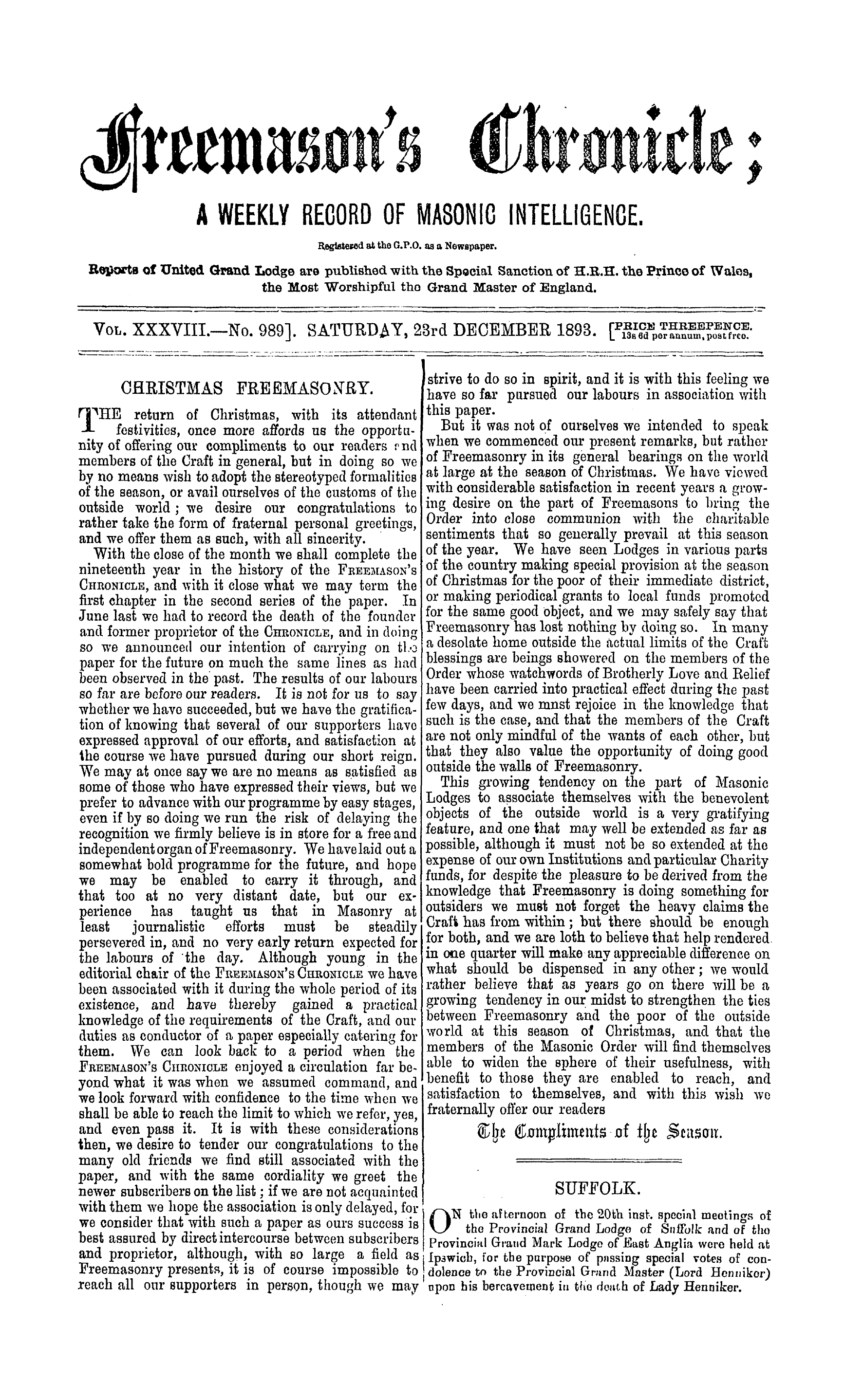 The Freemason's Chronicle