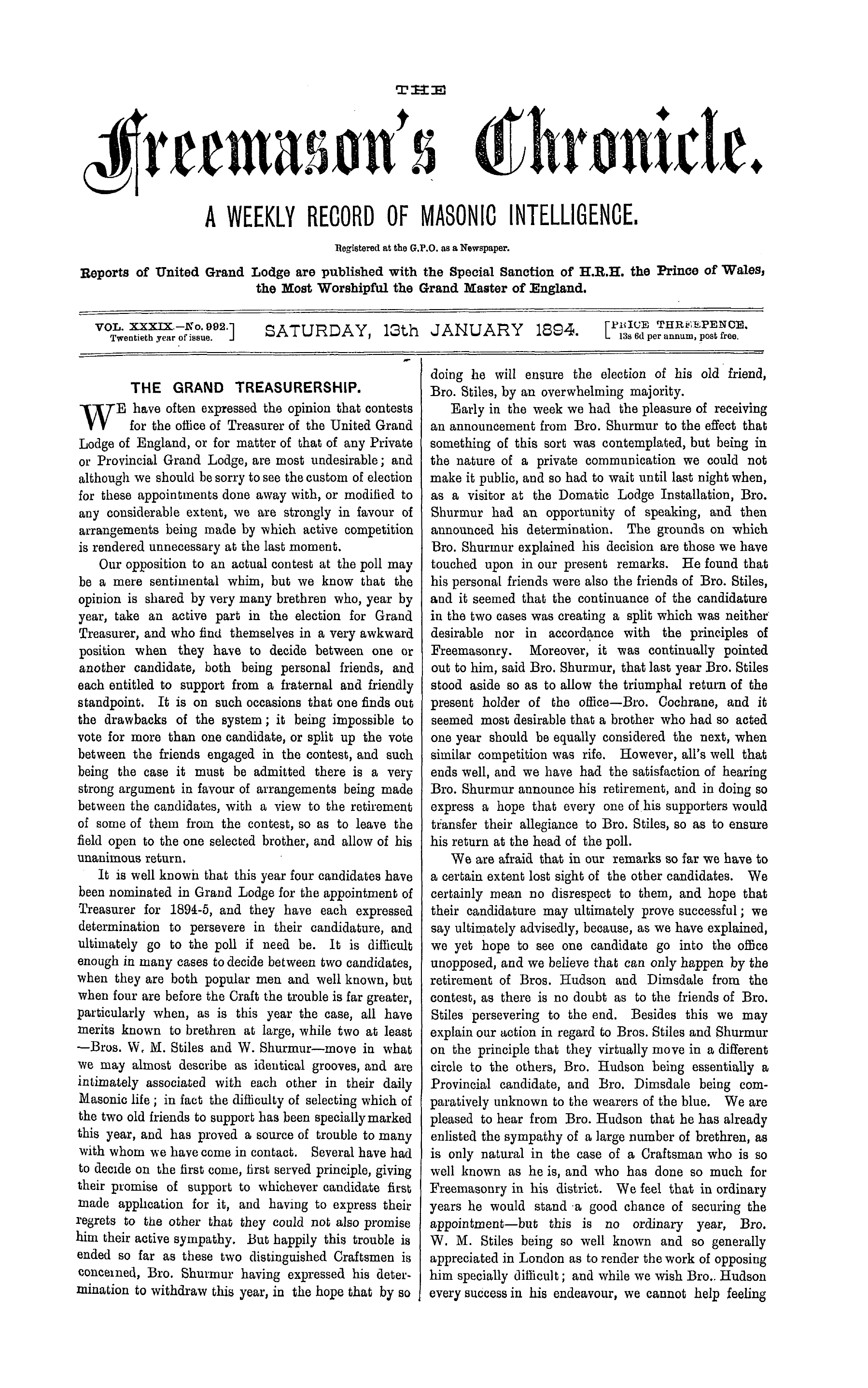 The Freemason's Chronicle