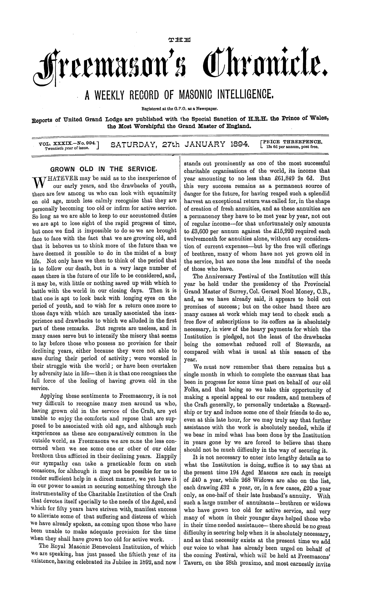 The Freemason's Chronicle