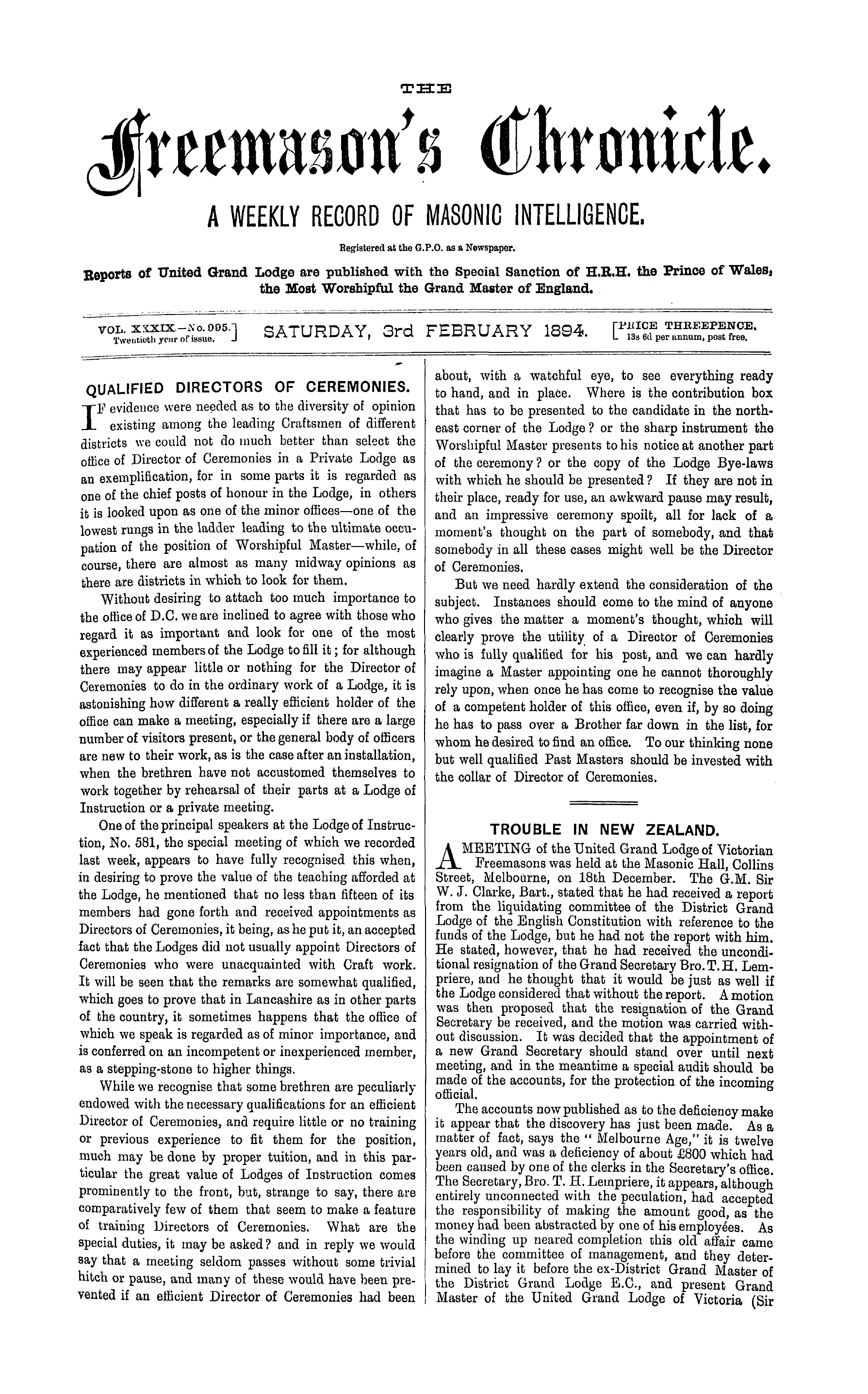 The Freemason's Chronicle