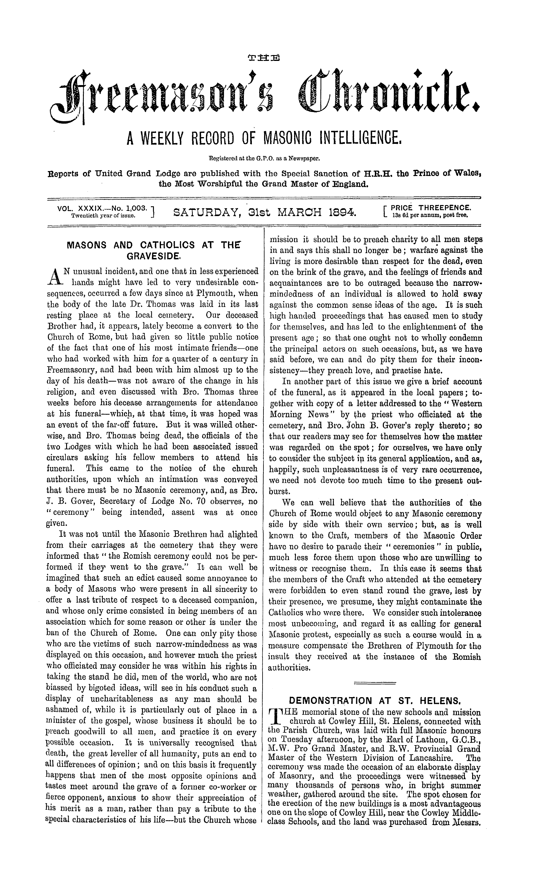 The Freemason's Chronicle