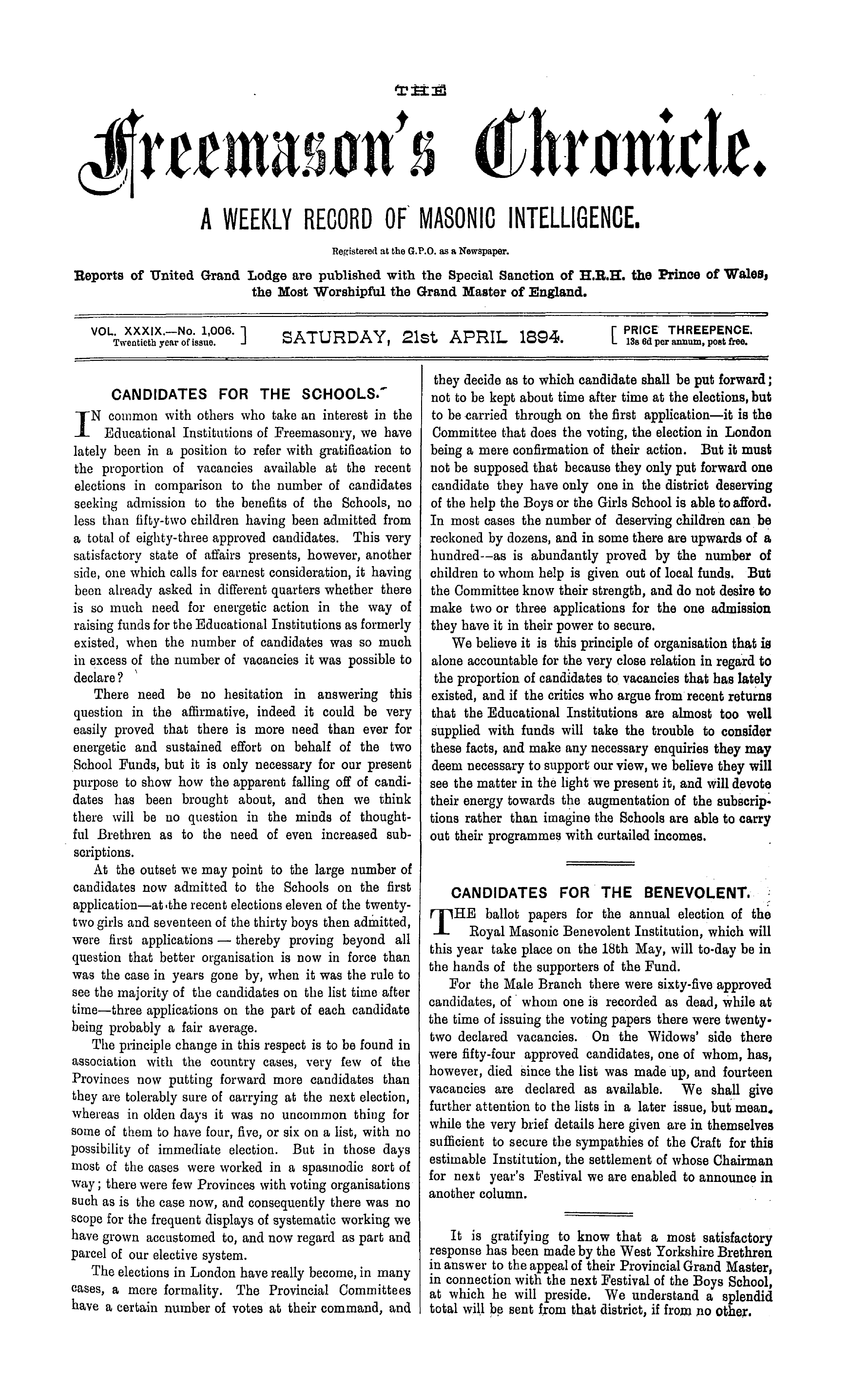 The Freemason's Chronicle