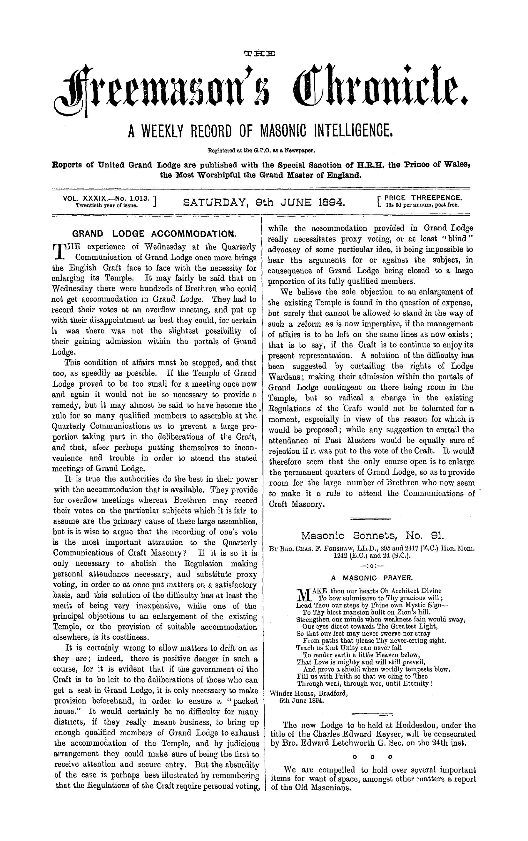The Freemason's Chronicle