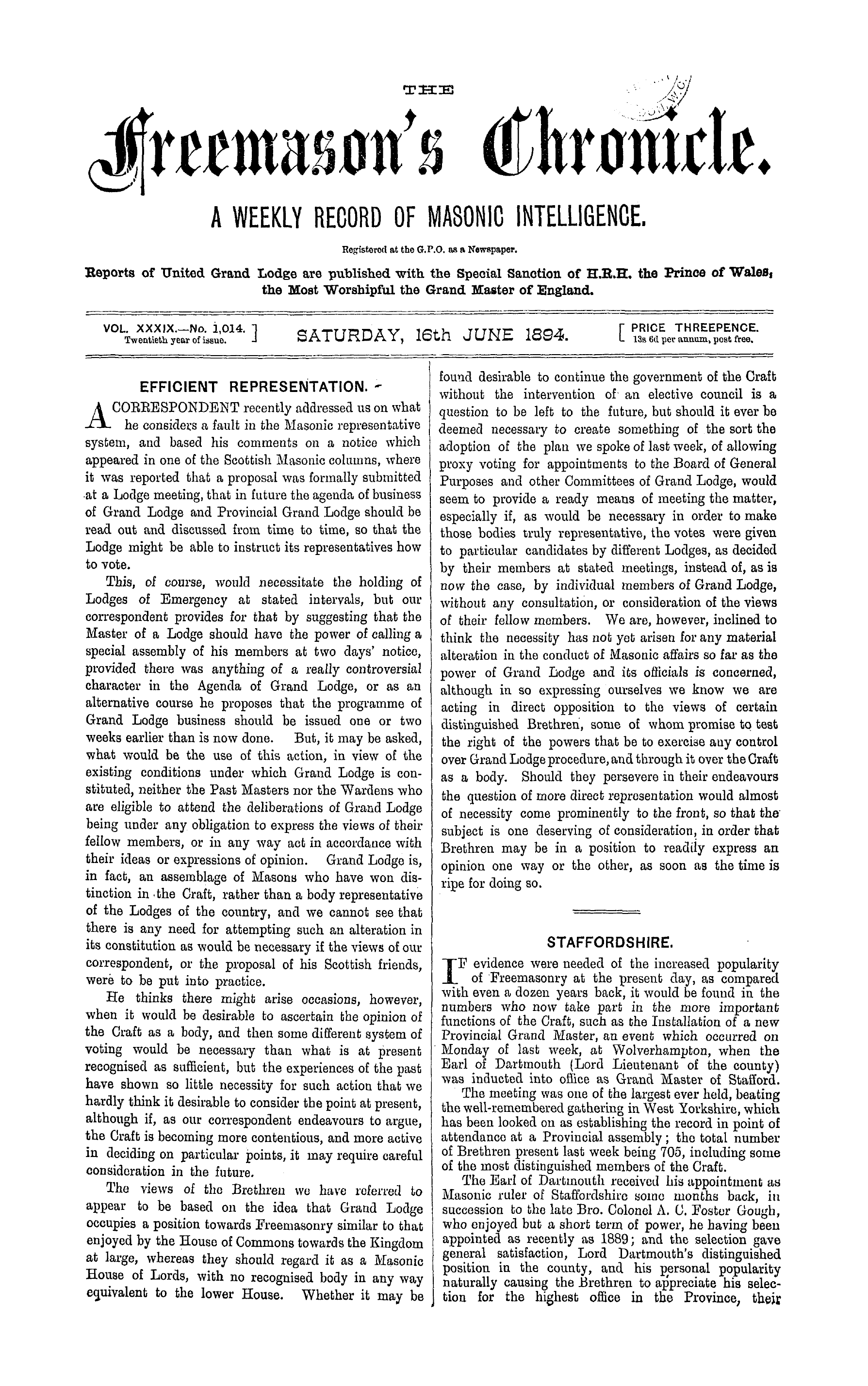 The Freemason's Chronicle