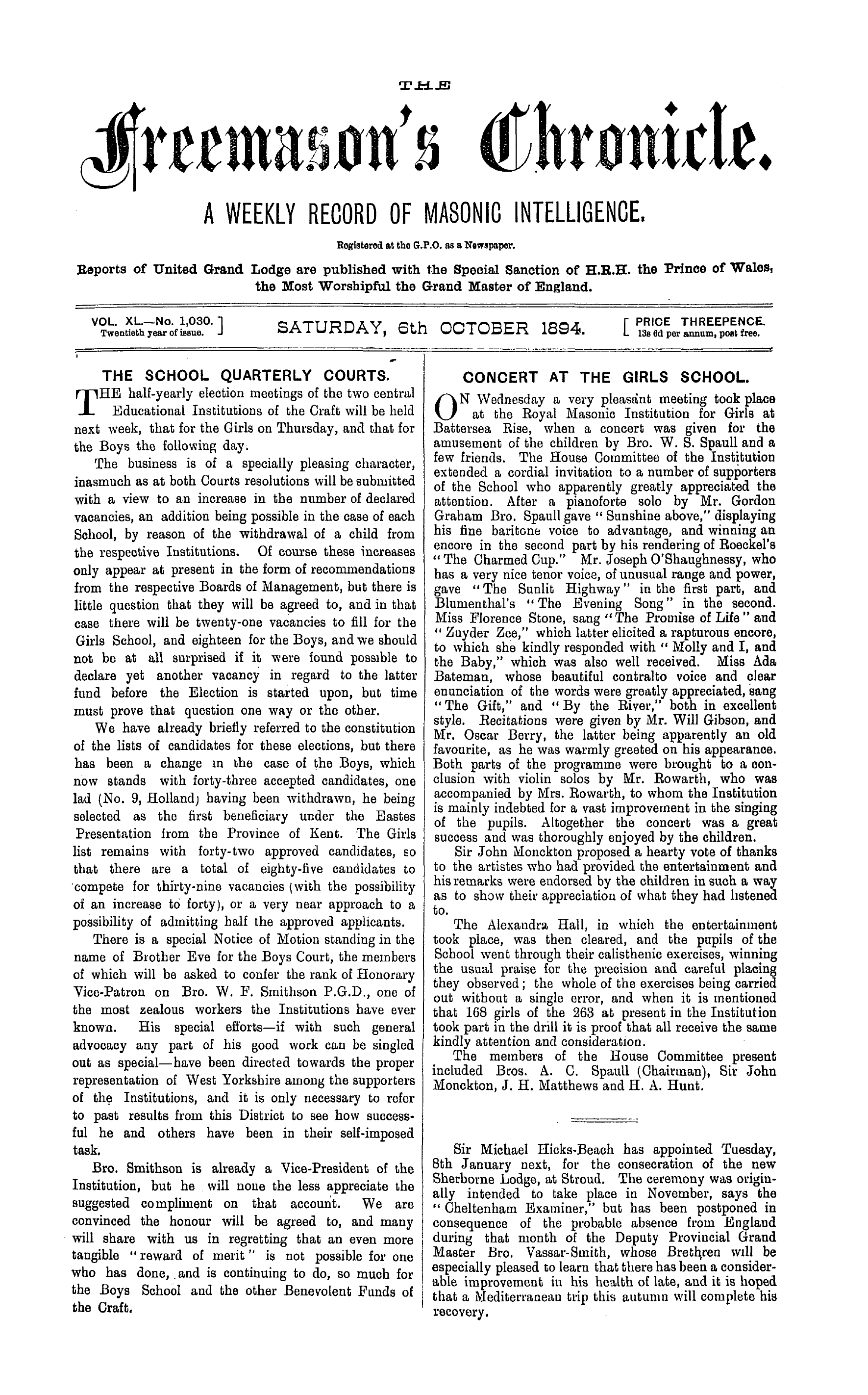 The Freemason's Chronicle