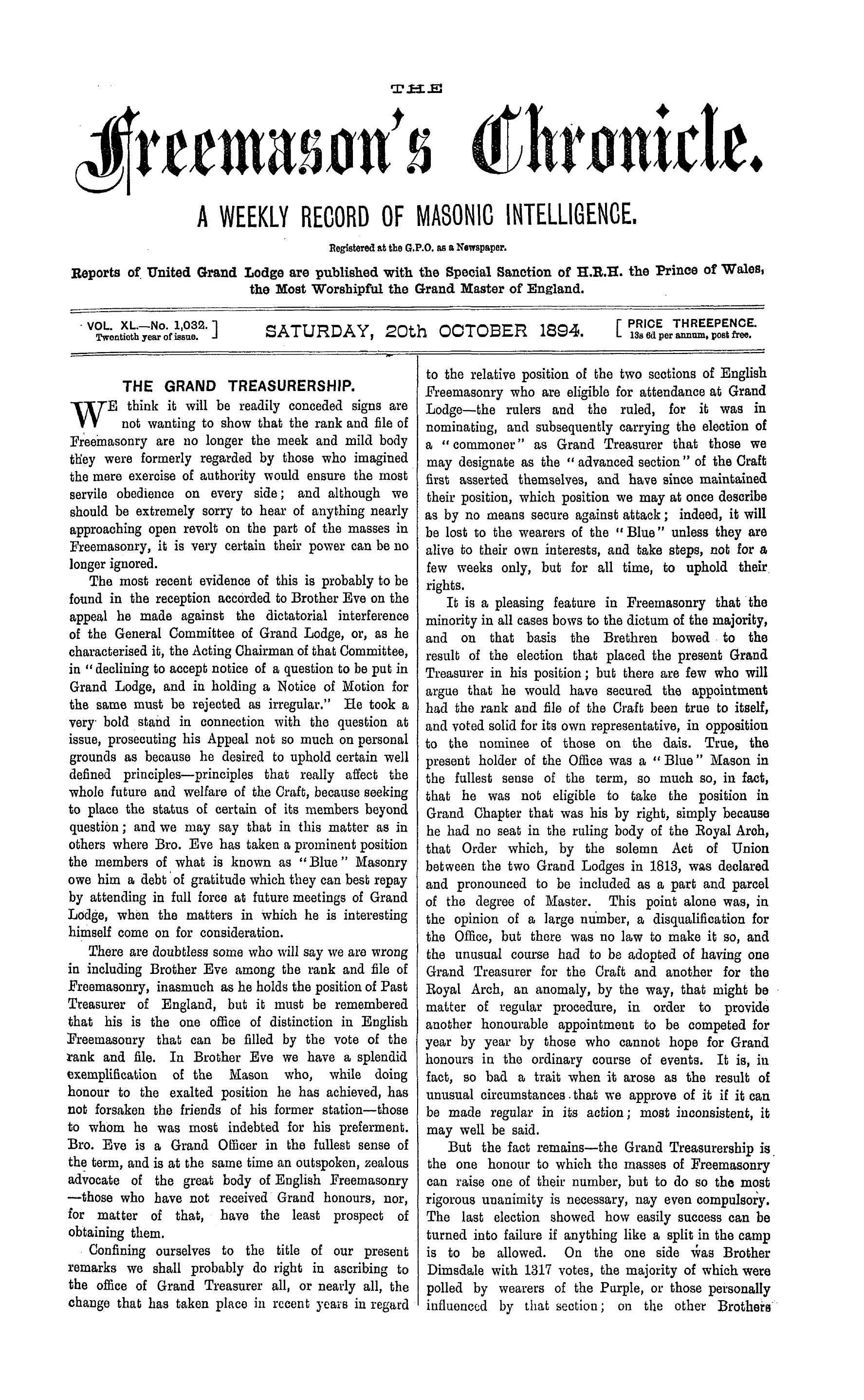The Freemason's Chronicle