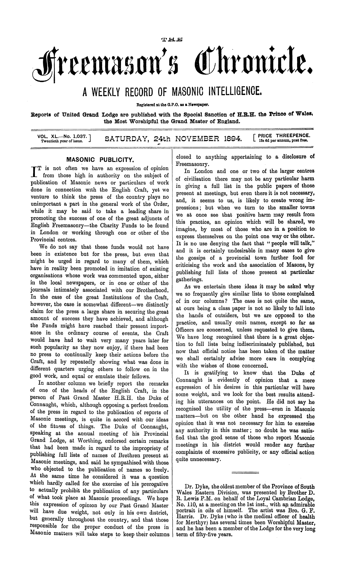 The Freemason's Chronicle