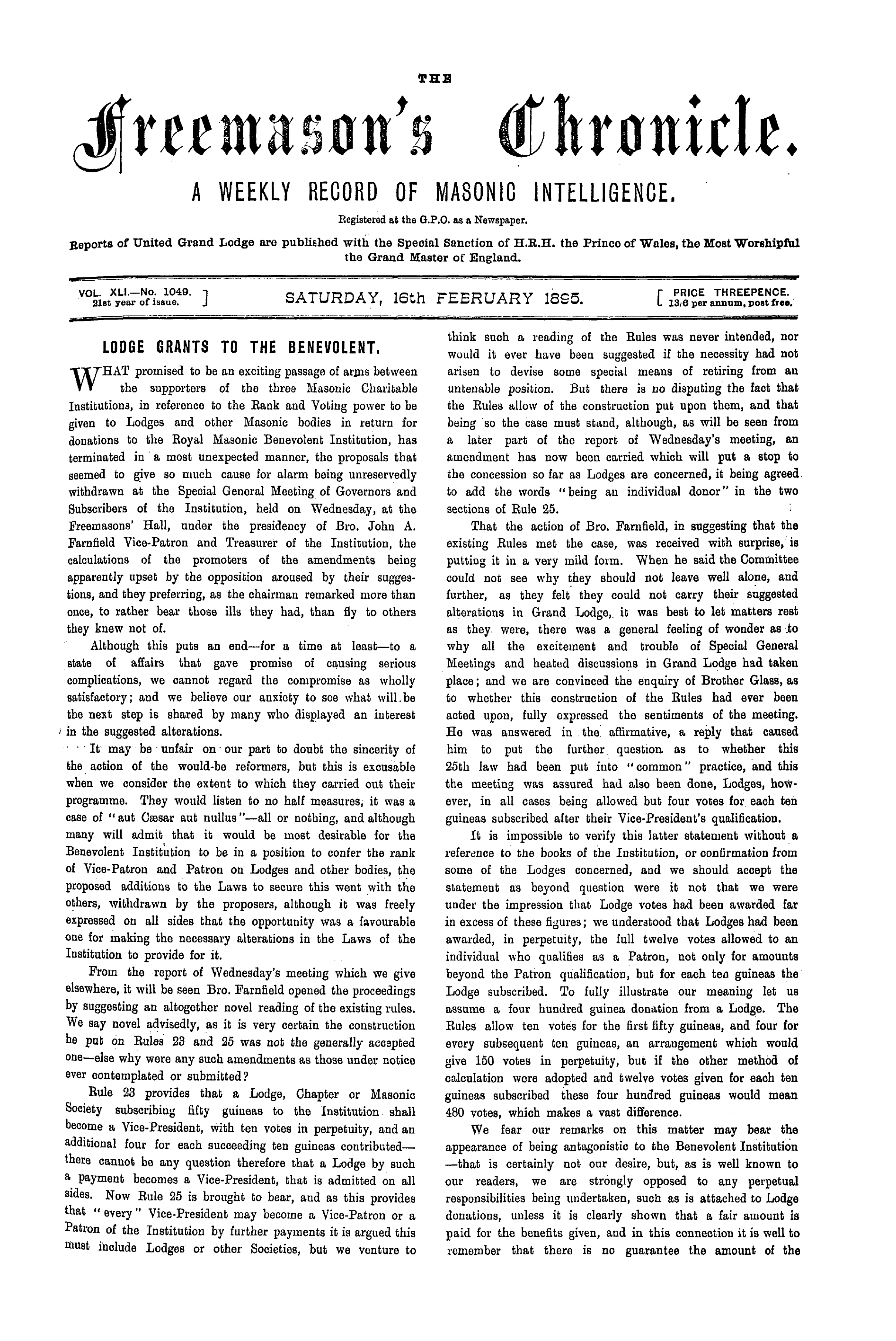 The Freemason's Chronicle