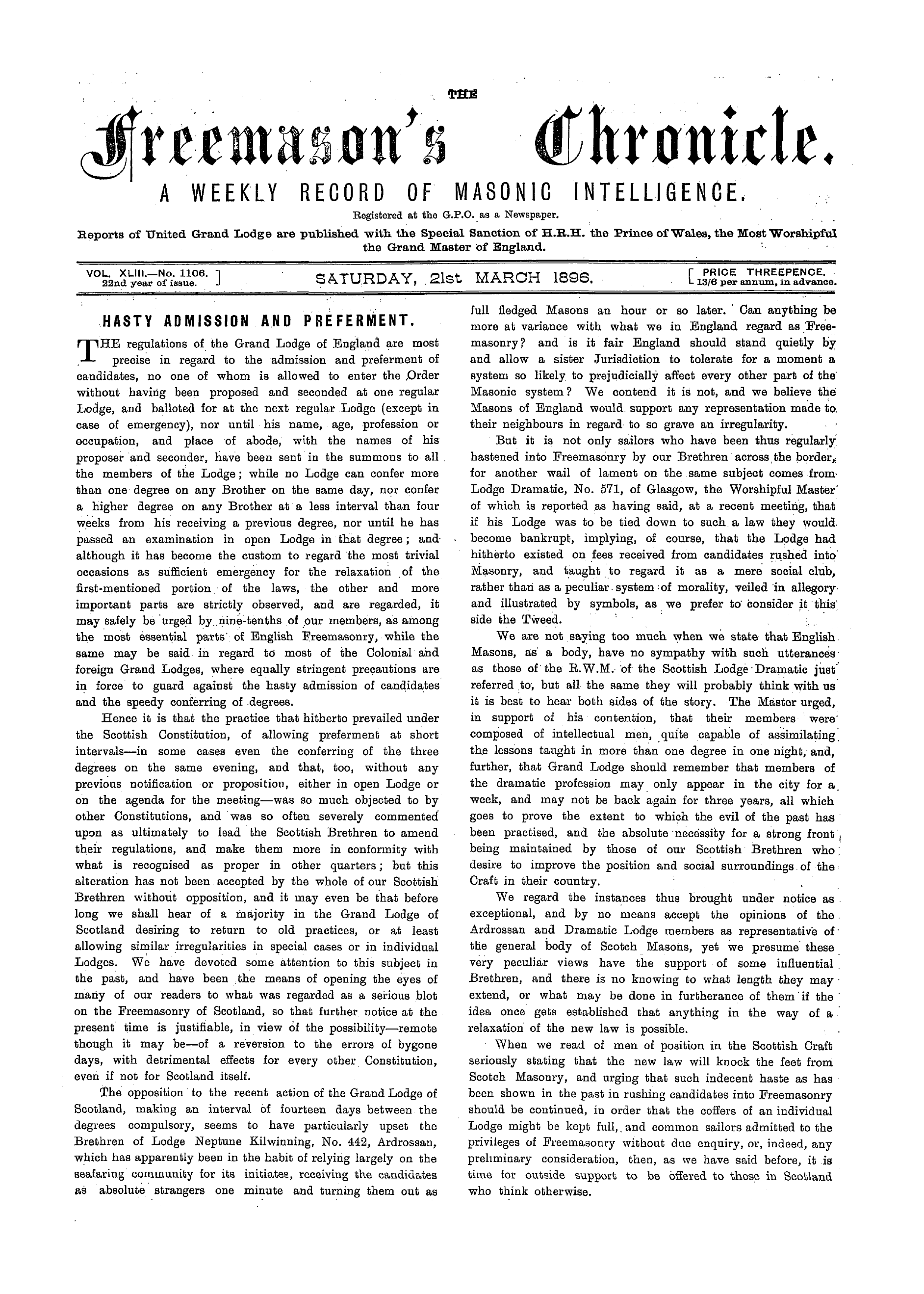 The Freemason's Chronicle