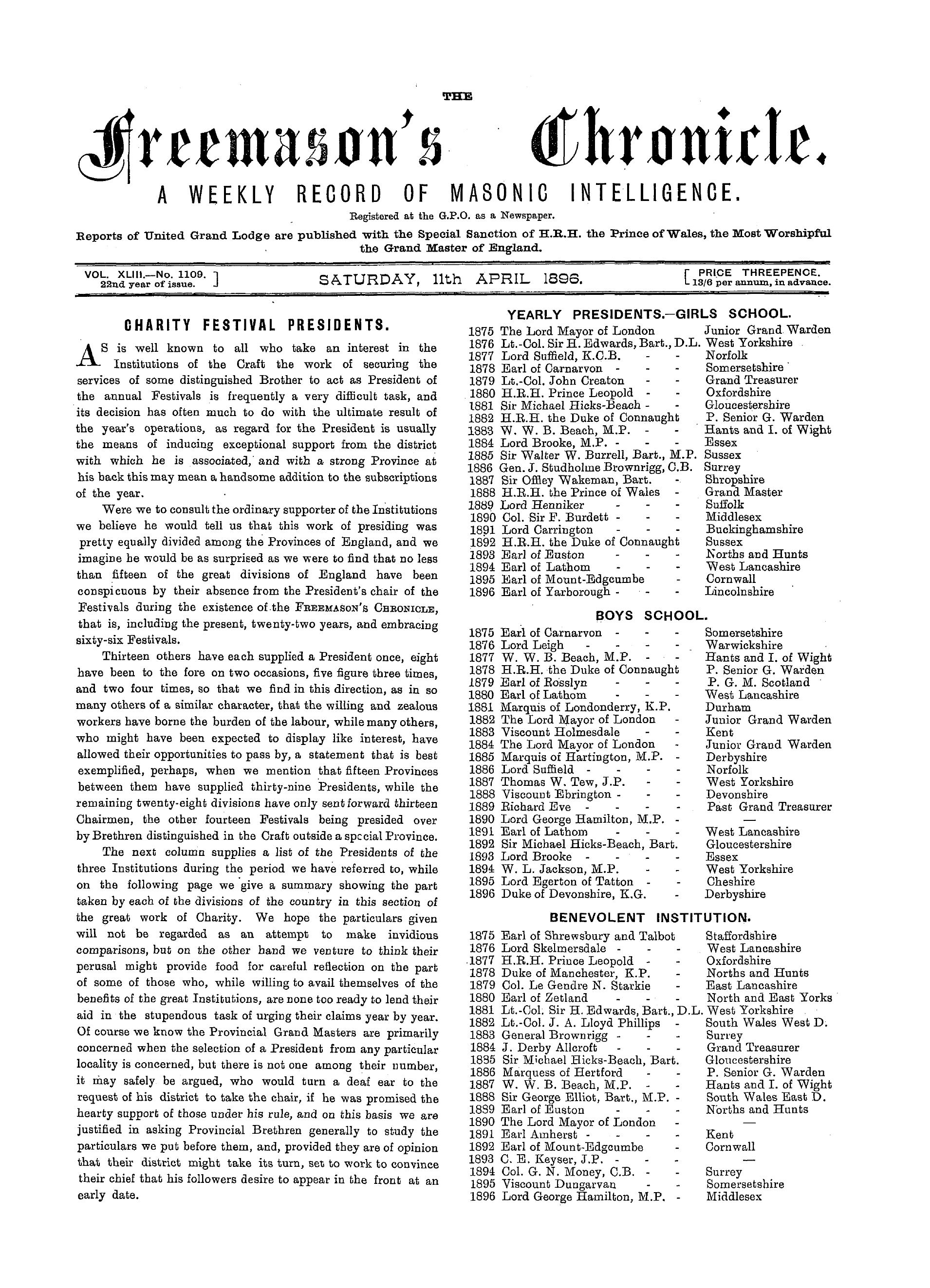 The Freemason's Chronicle