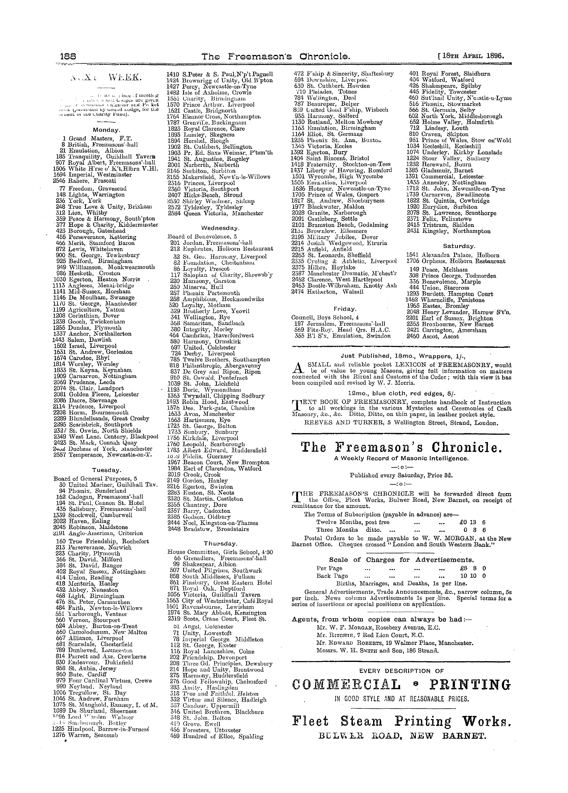 The Freemason's Chronicle: 1896-04-18 - Next Week.