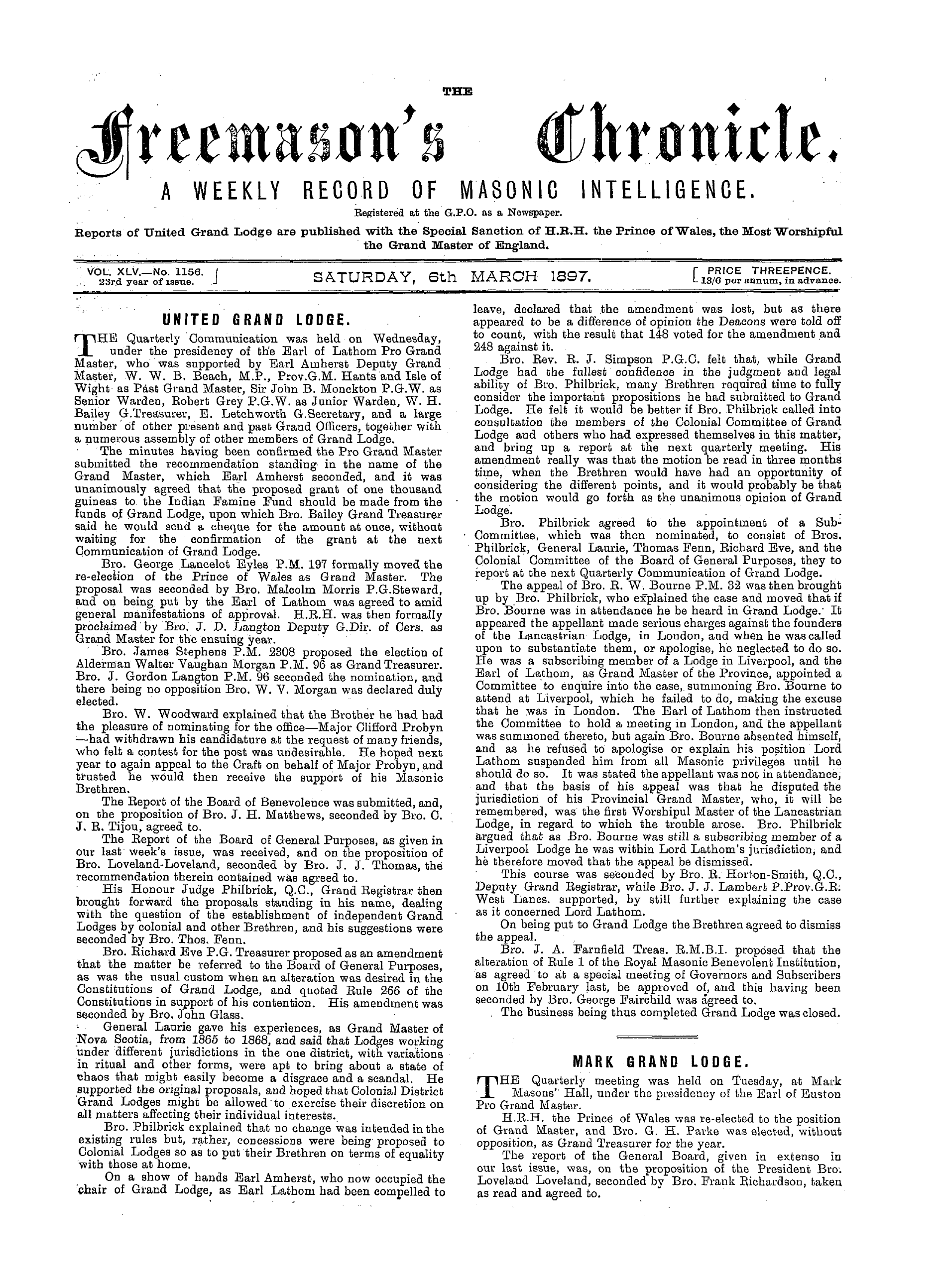 The Freemason's Chronicle
