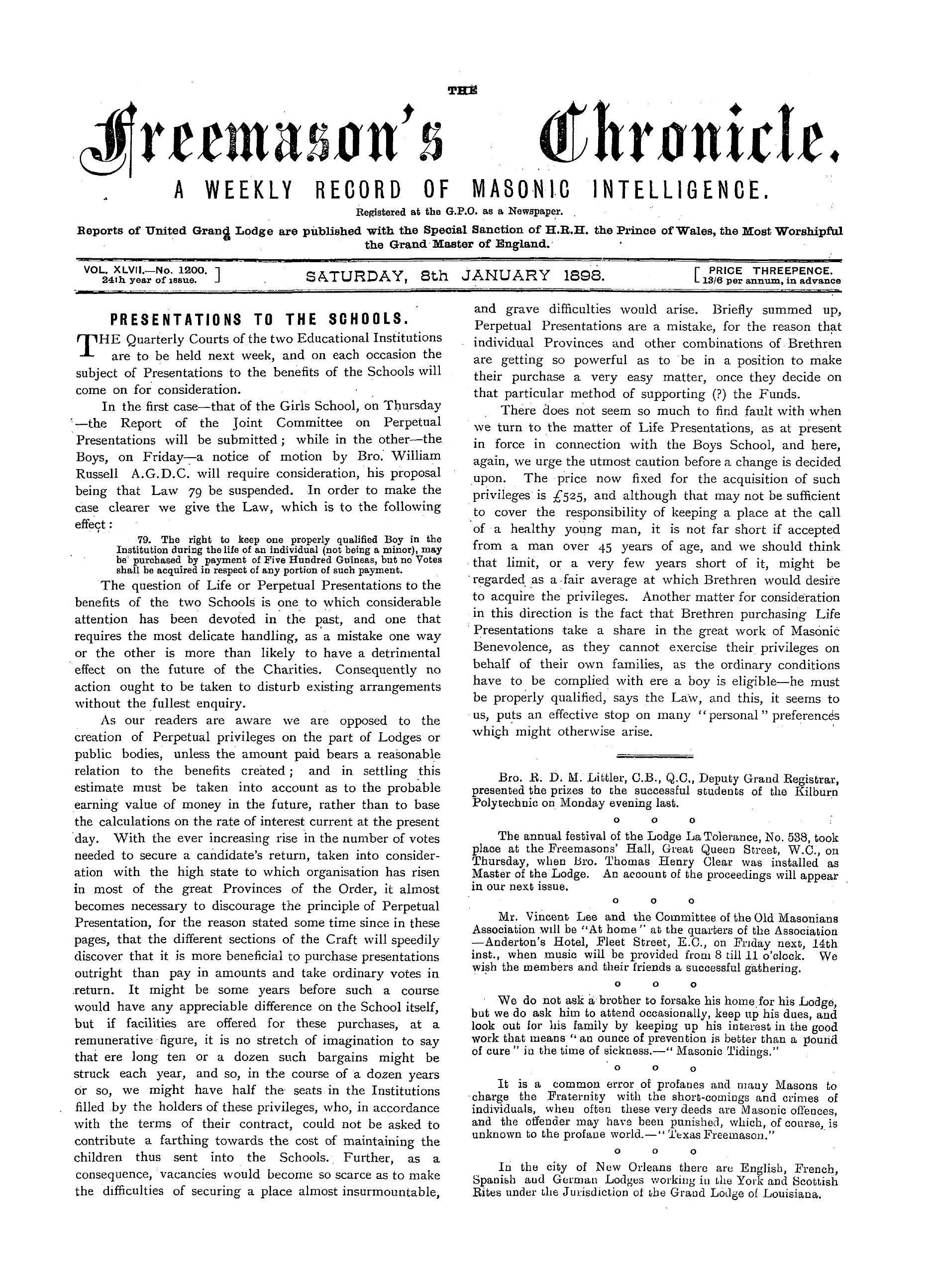 The Freemason's Chronicle
