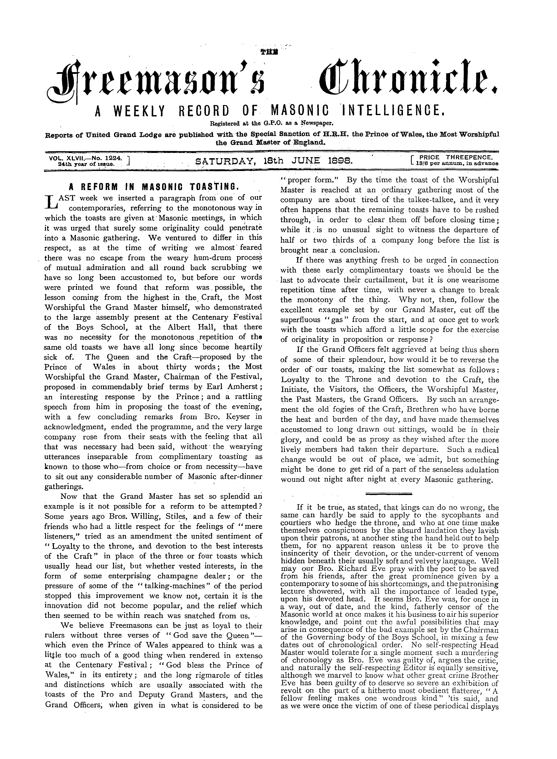 The Freemason's Chronicle