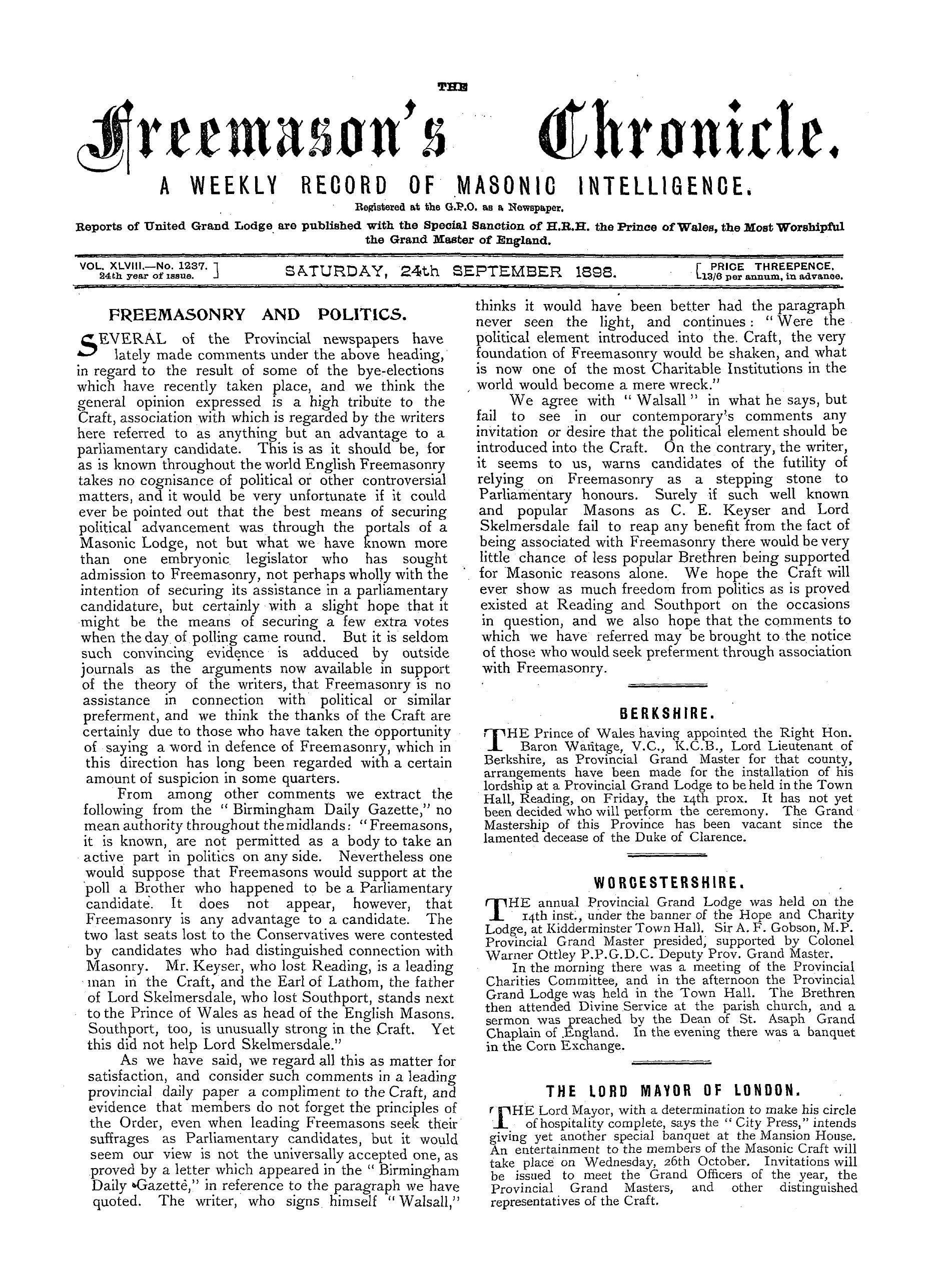 The Freemason's Chronicle