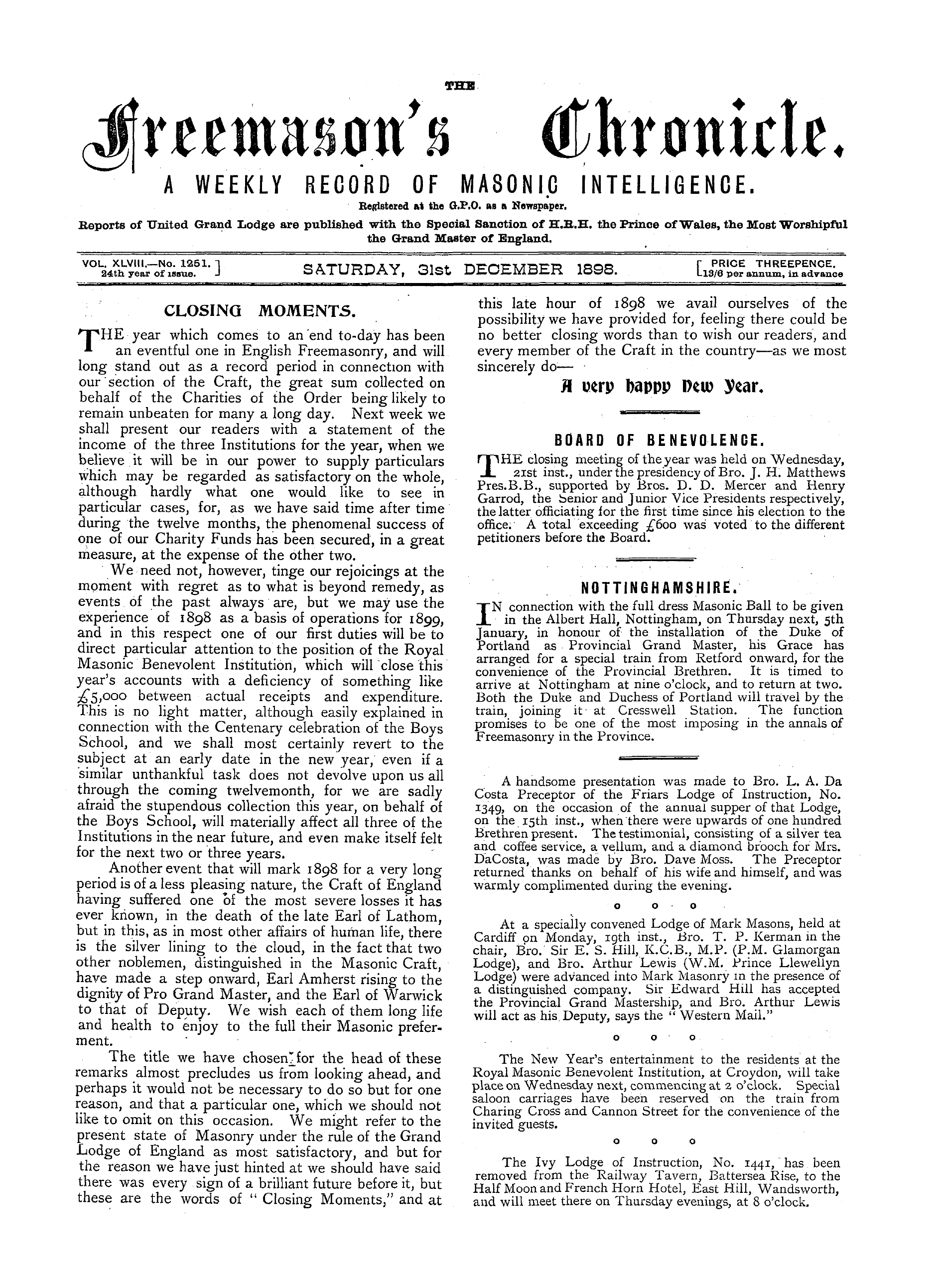The Freemason's Chronicle