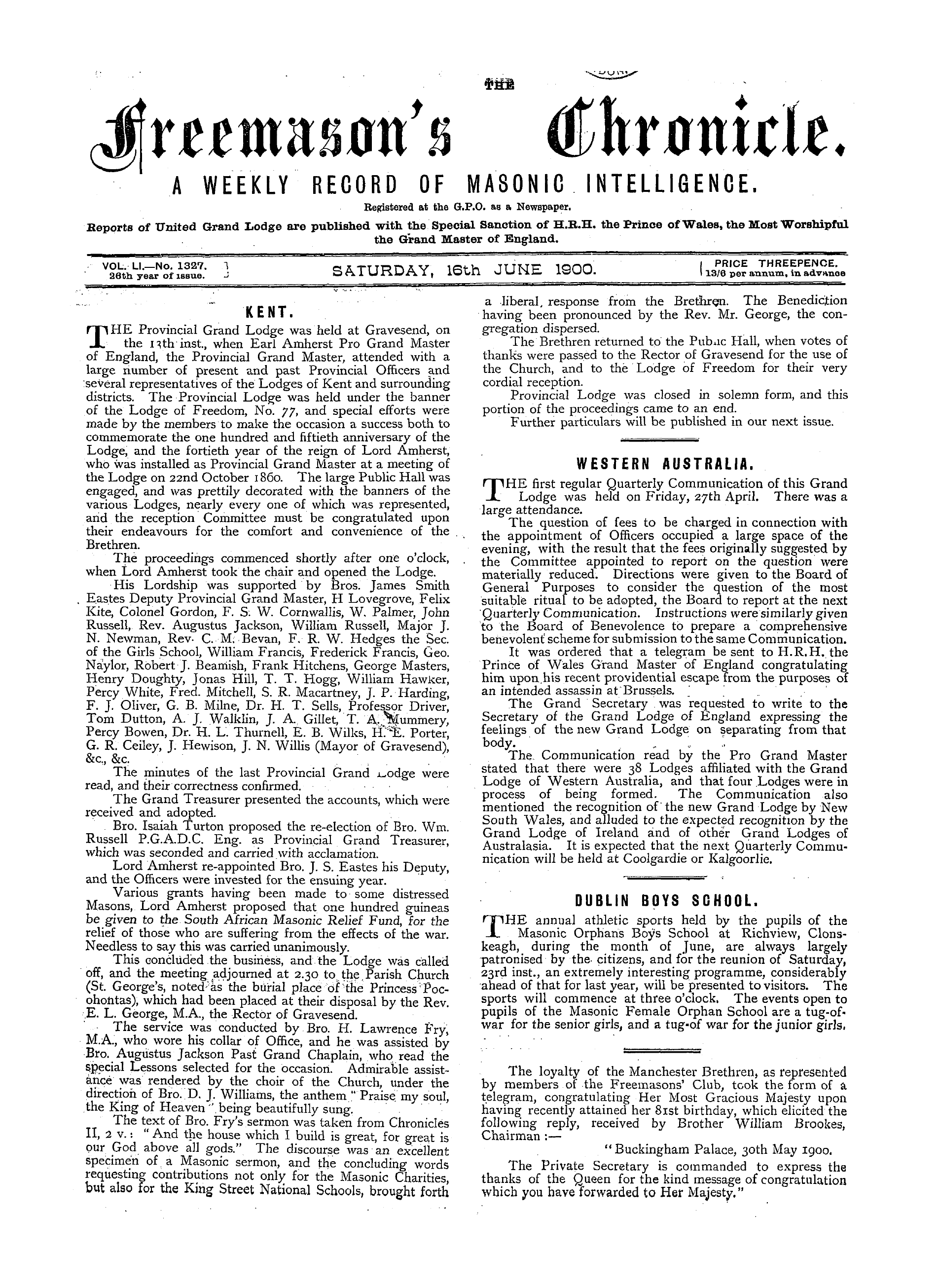 The Freemason's Chronicle