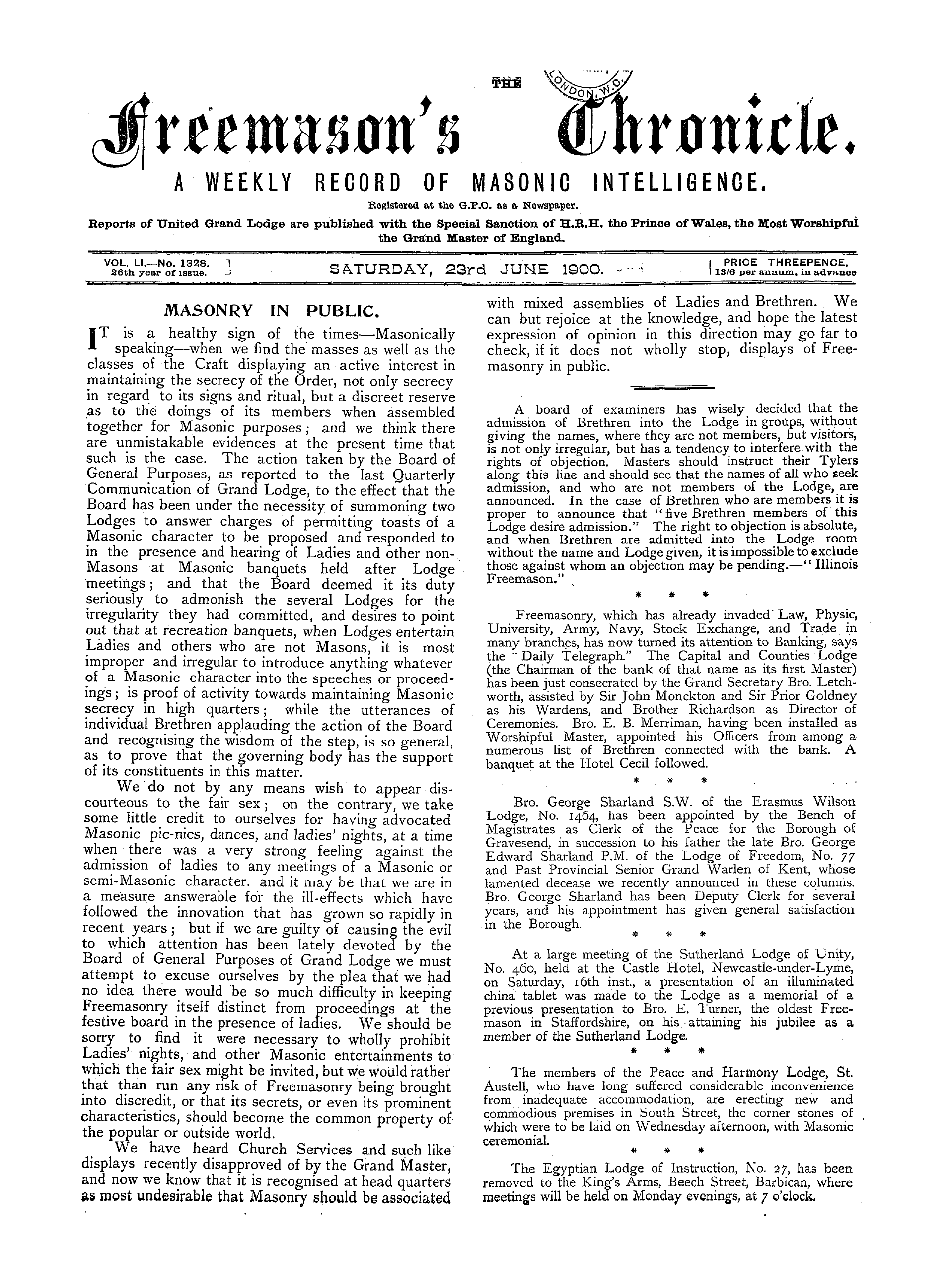 The Freemason's Chronicle