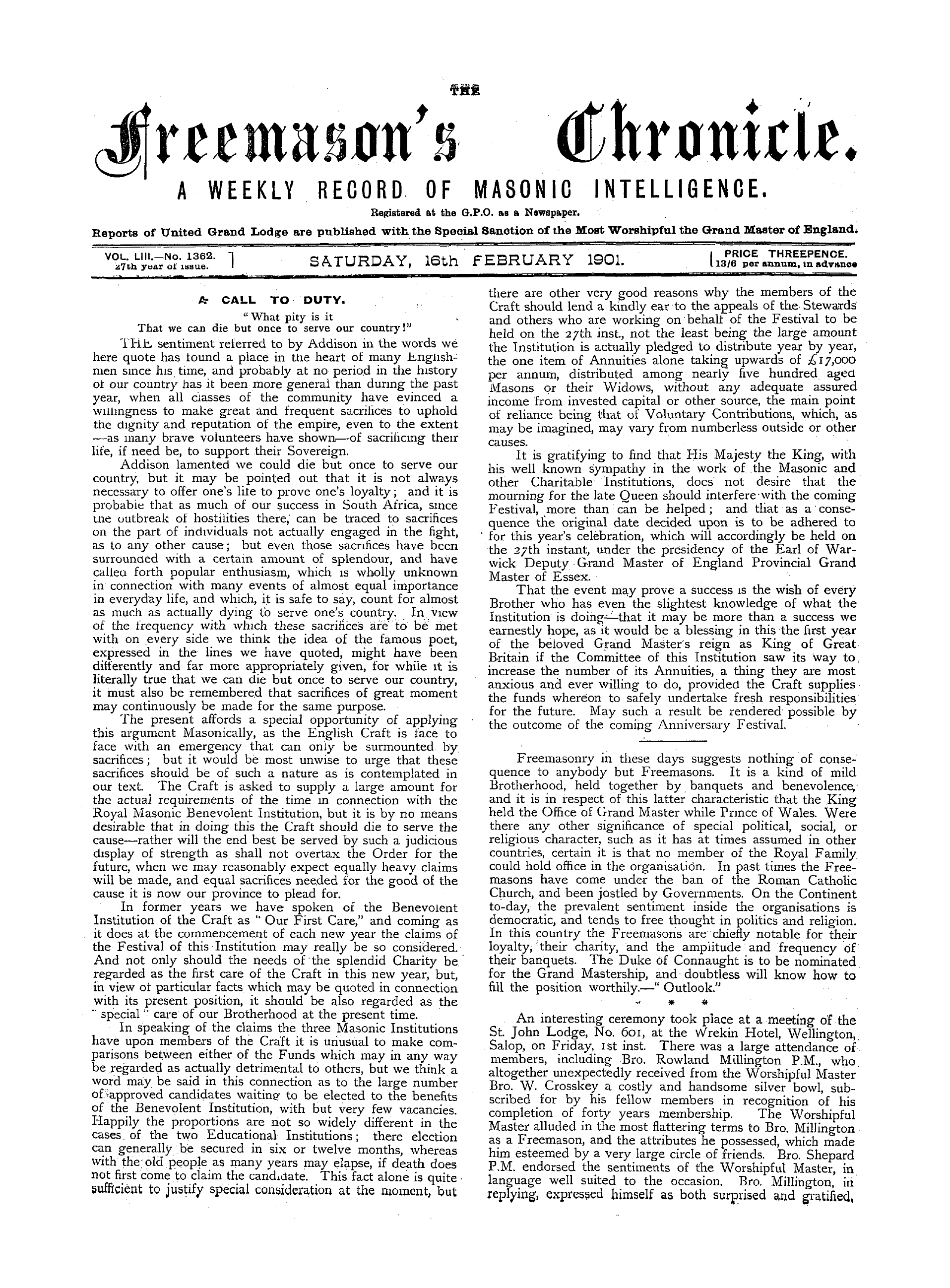 The Freemason's Chronicle