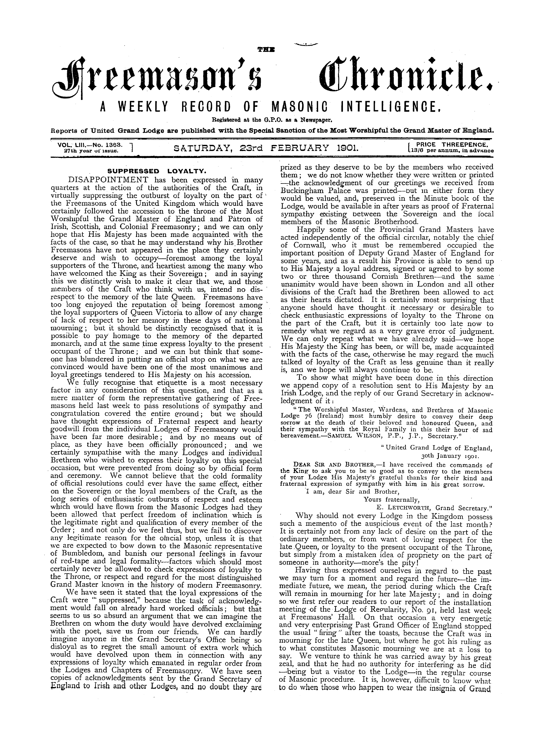 The Freemason's Chronicle