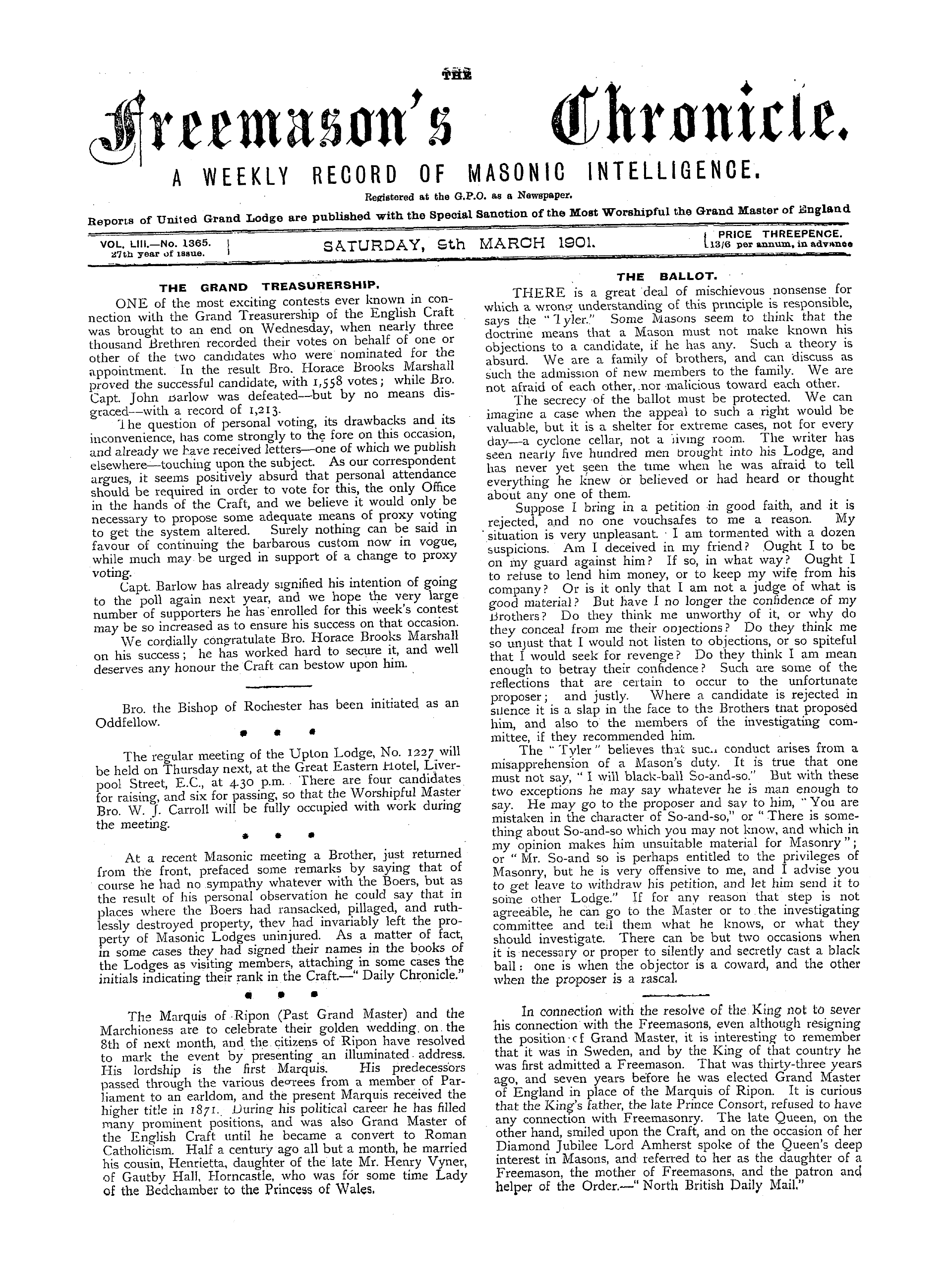 The Freemason's Chronicle