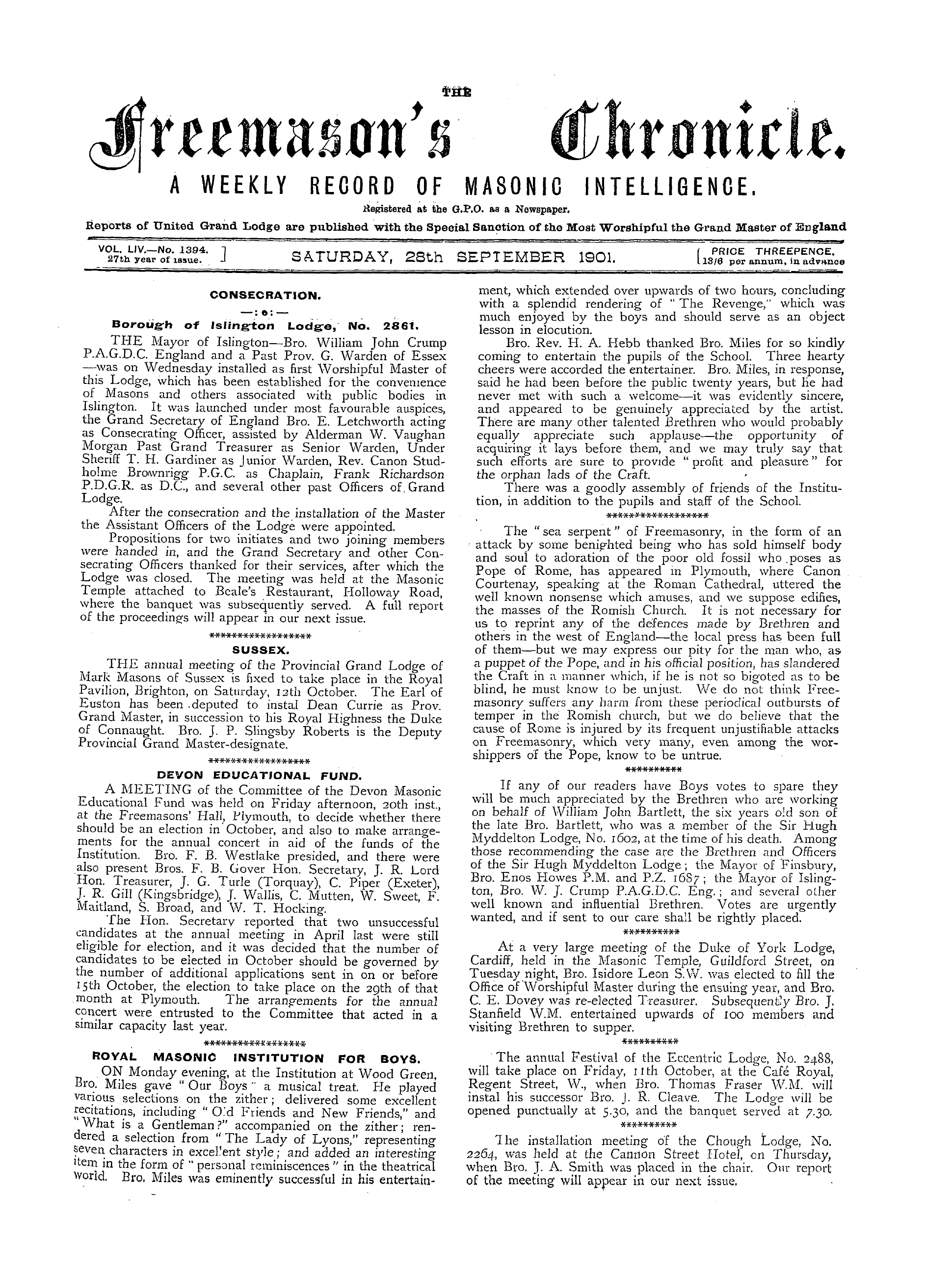 The Freemason's Chronicle