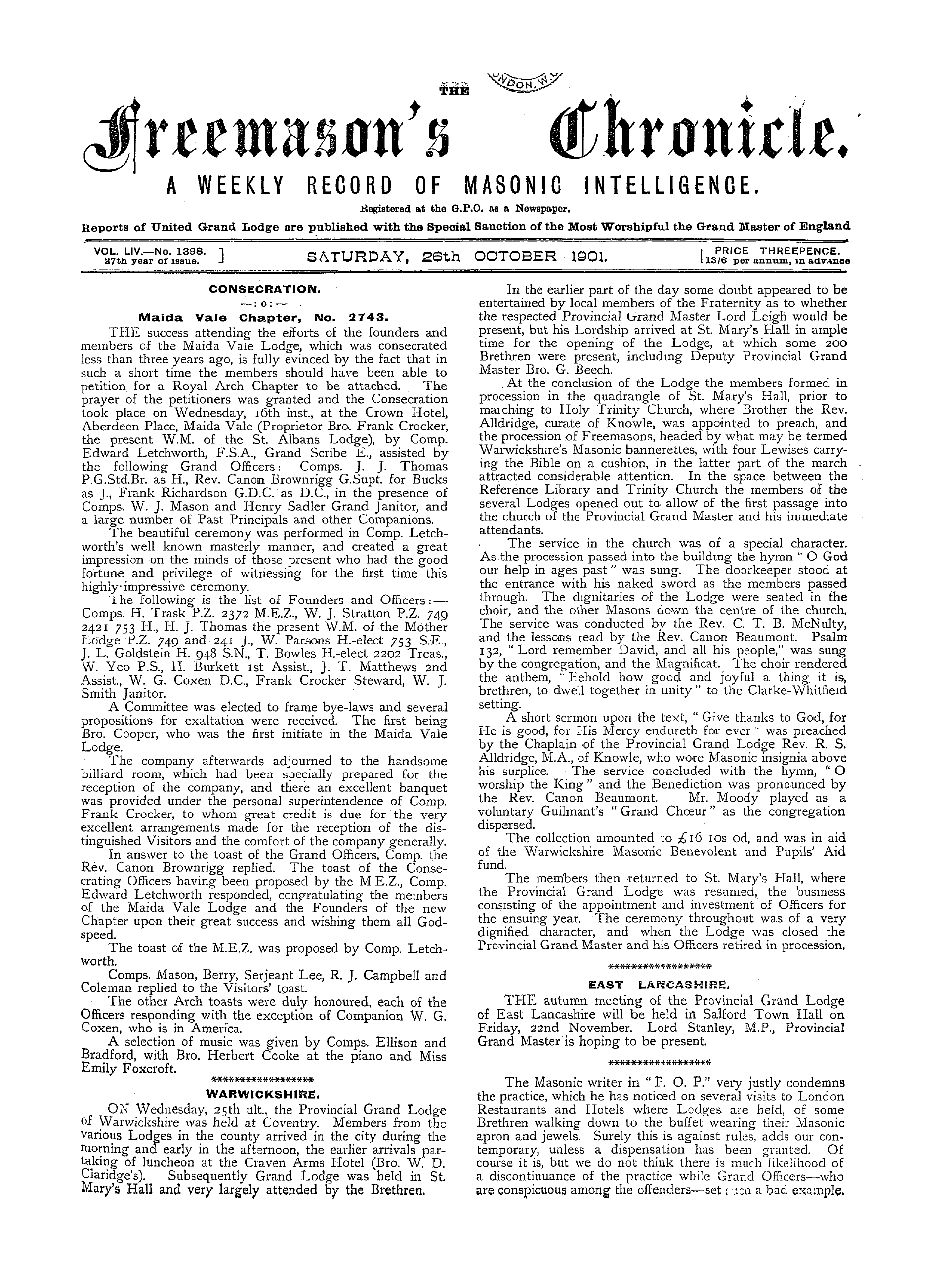 The Freemason's Chronicle