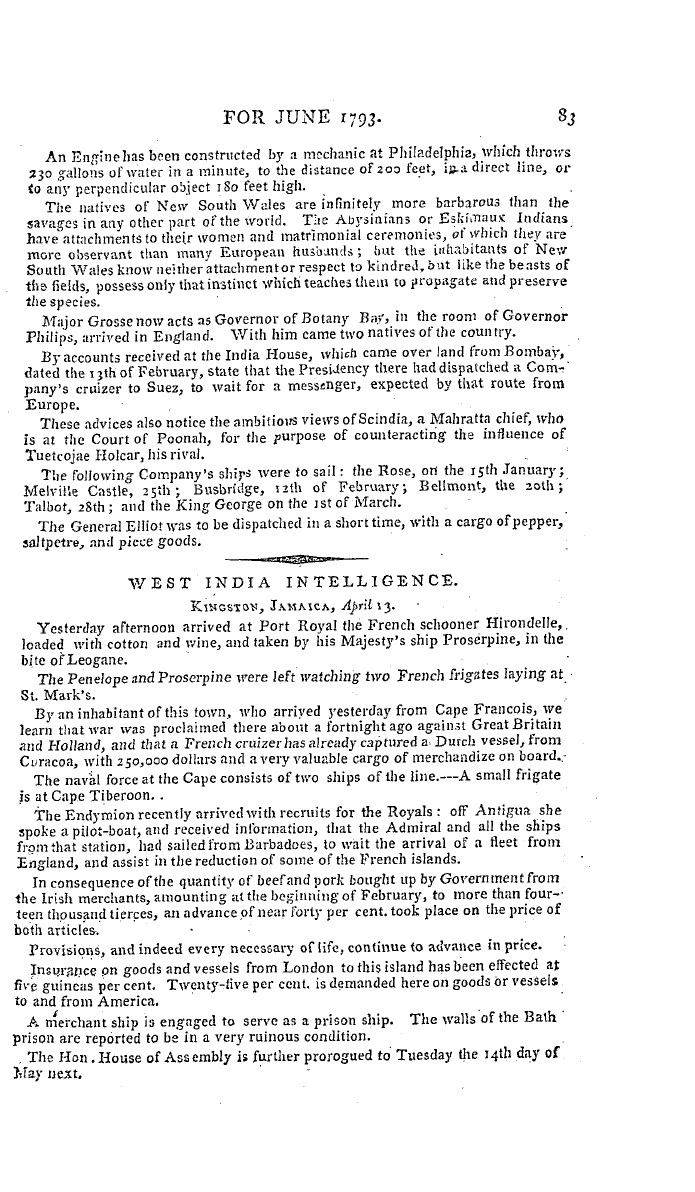 The Freemasons' Magazine: 1793-06-01 - Monthly Chronicle.