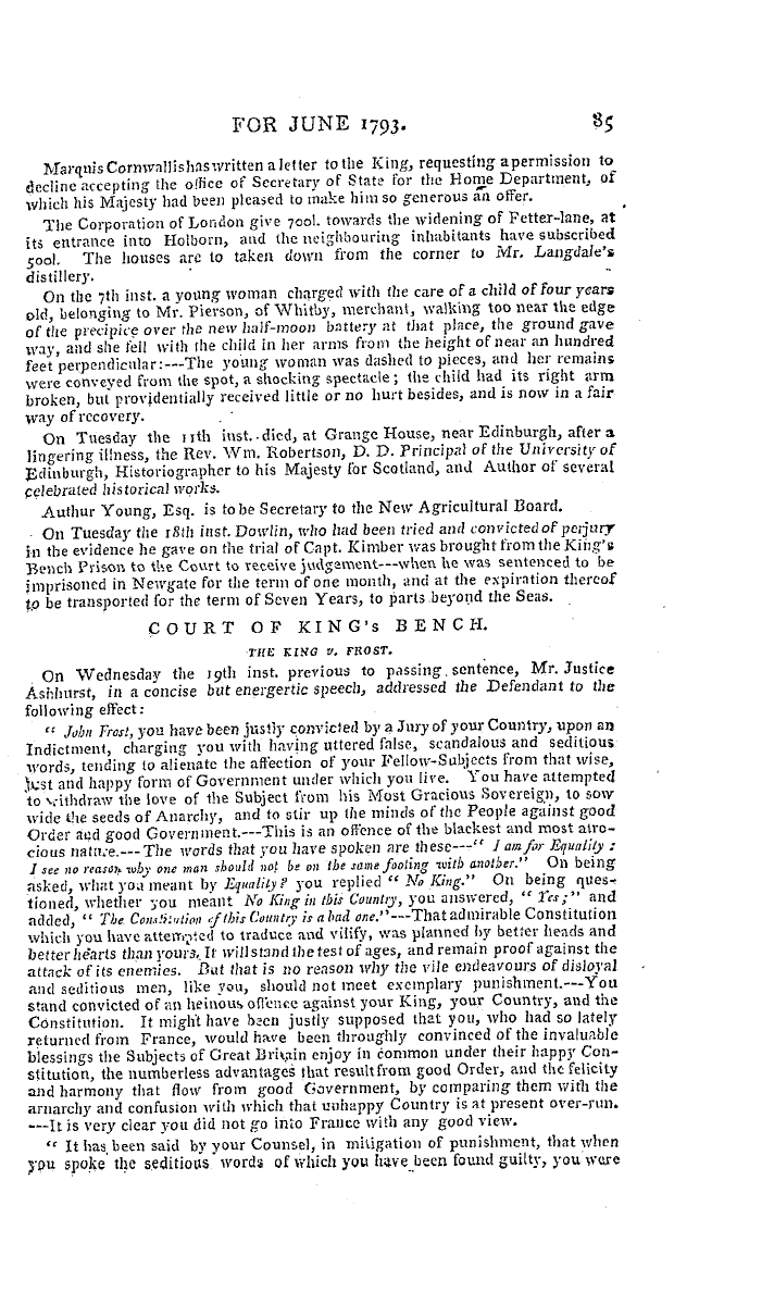 The Freemasons' Magazine: 1793-06-01 - Monthly Chronicle.