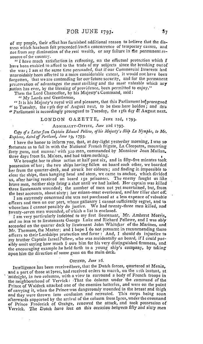 The Freemasons' Magazine: 1793-06-01 - Monthly Chronicle.