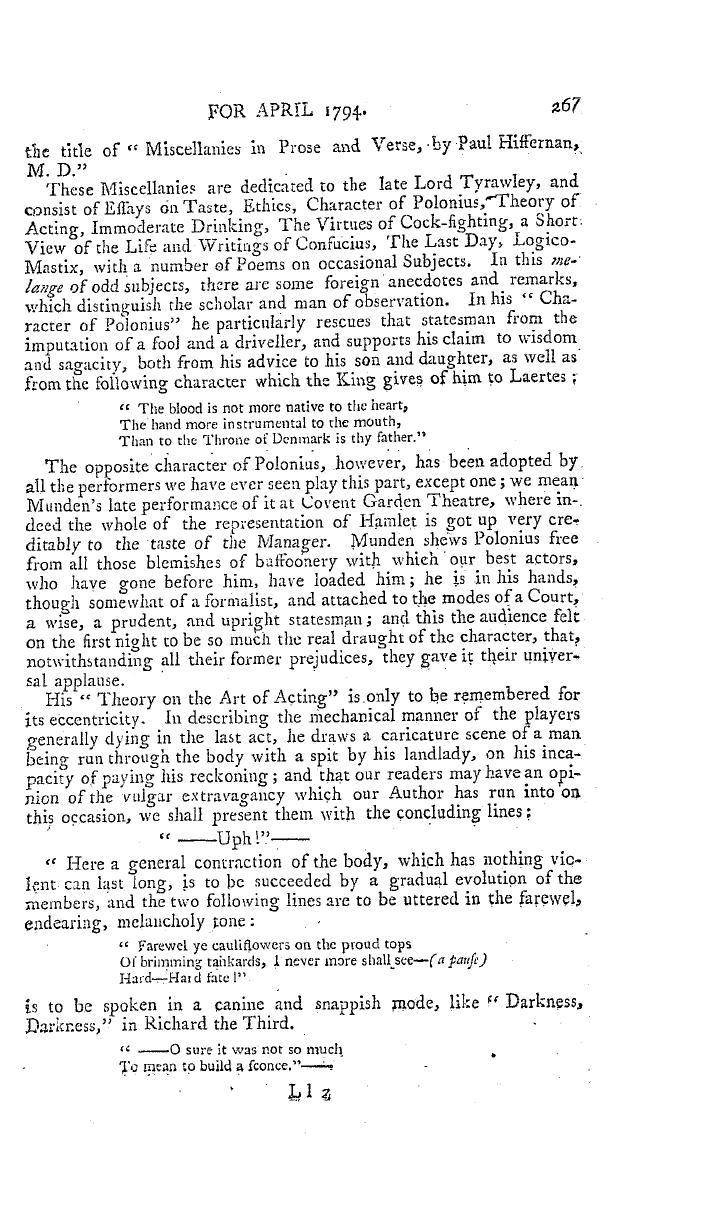 The Freemasons' Magazine: 1794-04-01 - Memoirs Of The Late Dr. Paul Hiffernan.