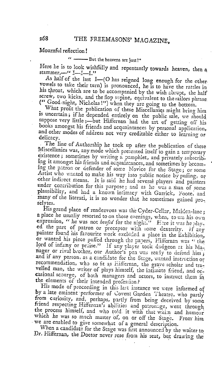 The Freemasons' Magazine: 1794-04-01 - Memoirs Of The Late Dr. Paul Hiffernan.