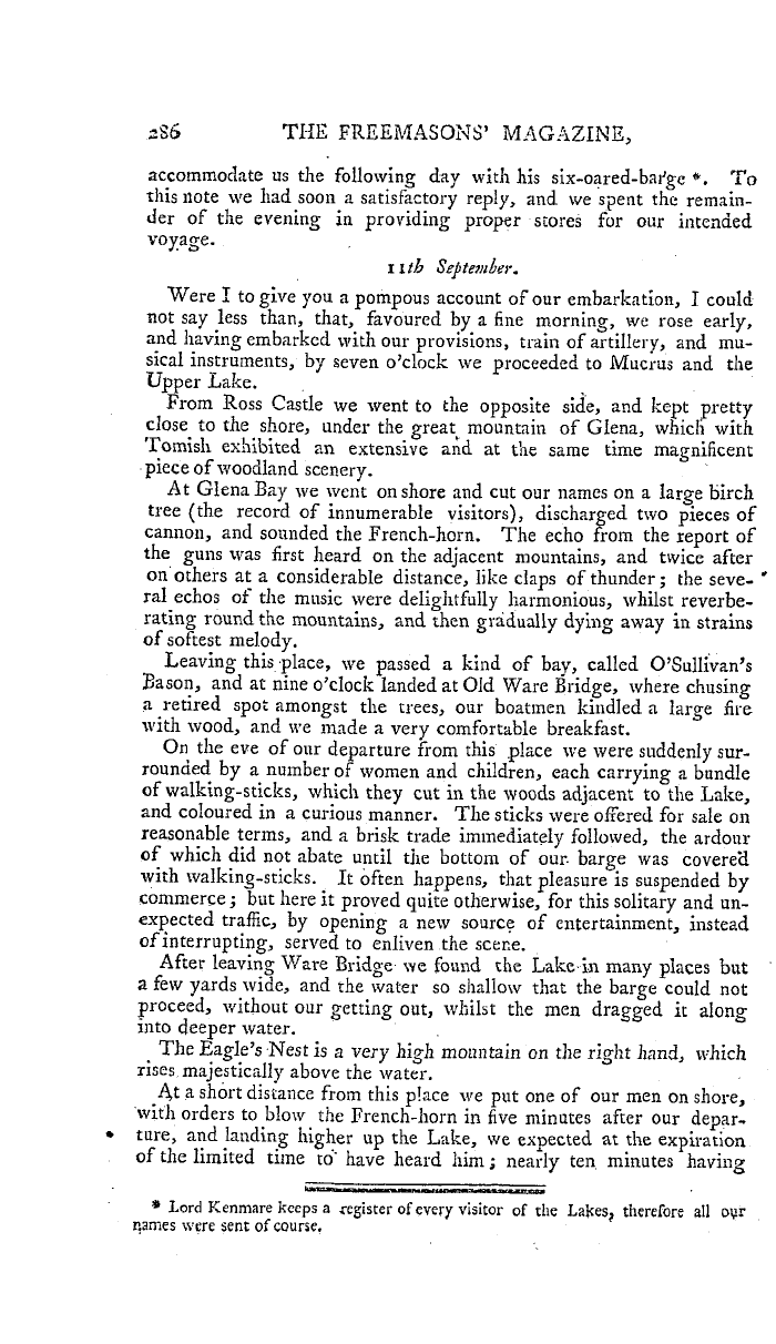 The Freemasons' Magazine: 1794-04-01 - Account Of A Tour To Killarney, &C.