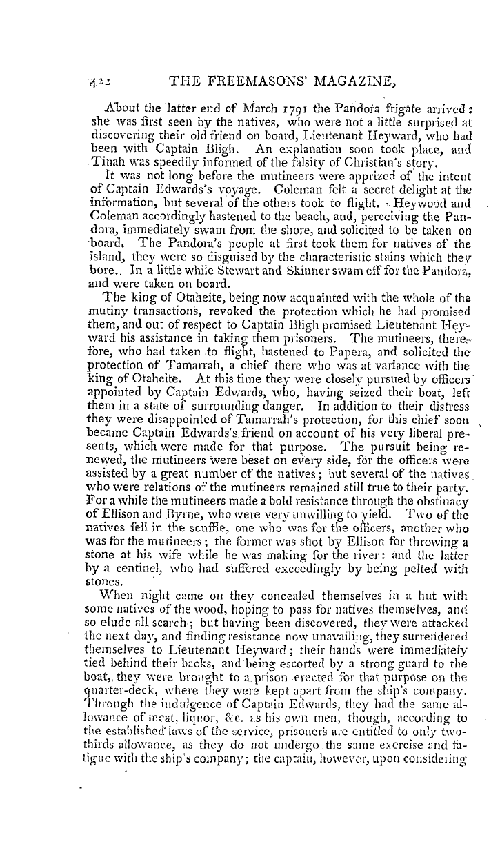 The Freemasons' Magazine: 1794-12-01 - Authentic And Interesting Narrative Of The Adventures Of The Mutineers