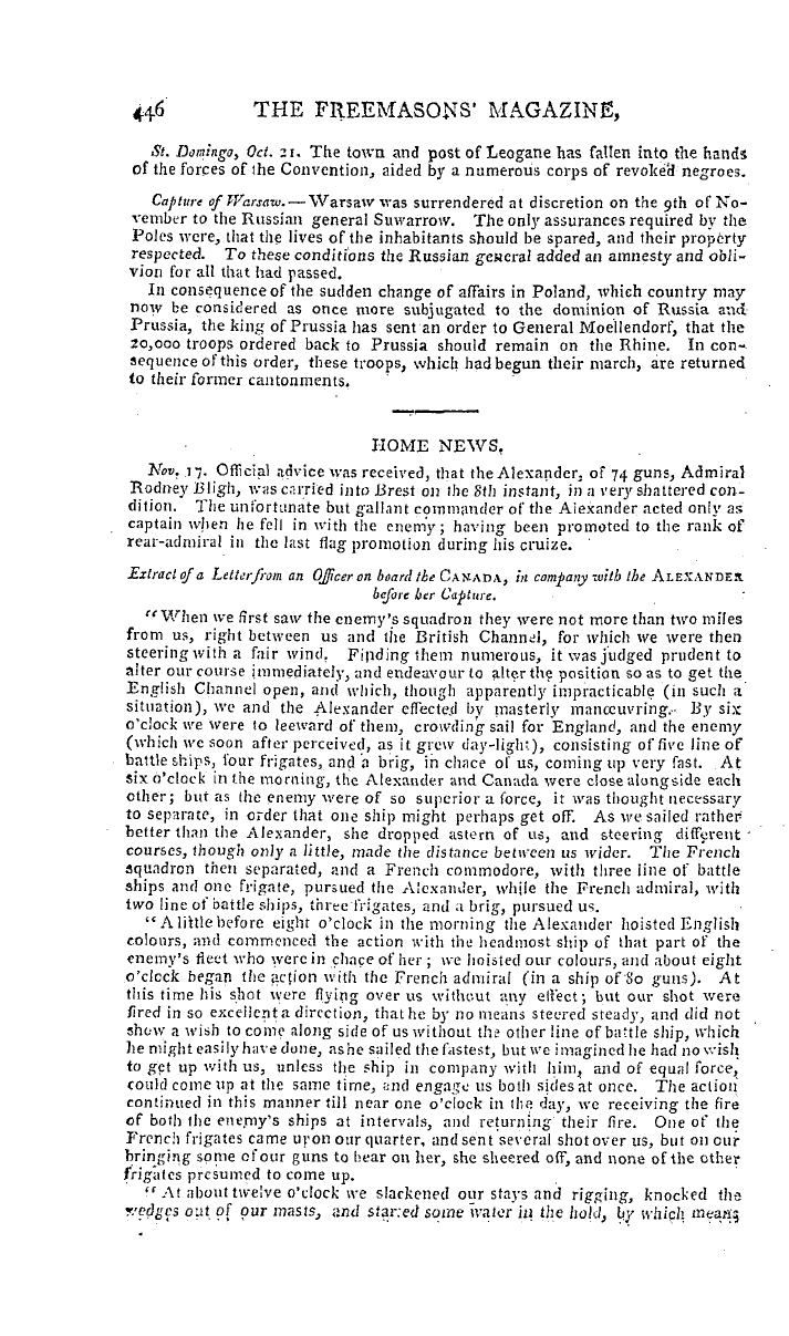 The Freemasons' Magazine: 1794-12-01 - Monthly Chronicle.