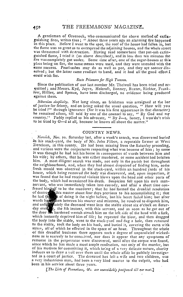 The Freemasons' Magazine: 1794-12-01 - Monthly Chronicle.