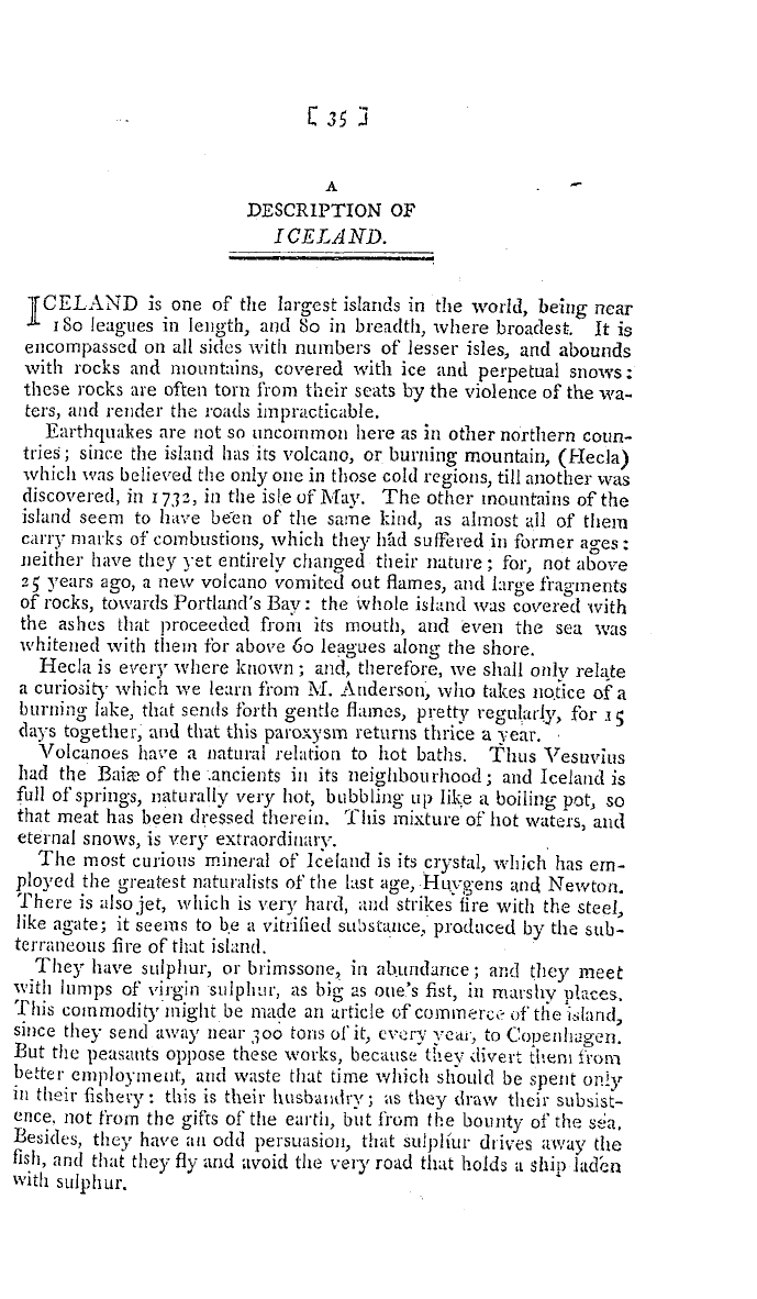 The Freemasons' Magazine: 1796-07-01 - A Description Of Iceland.