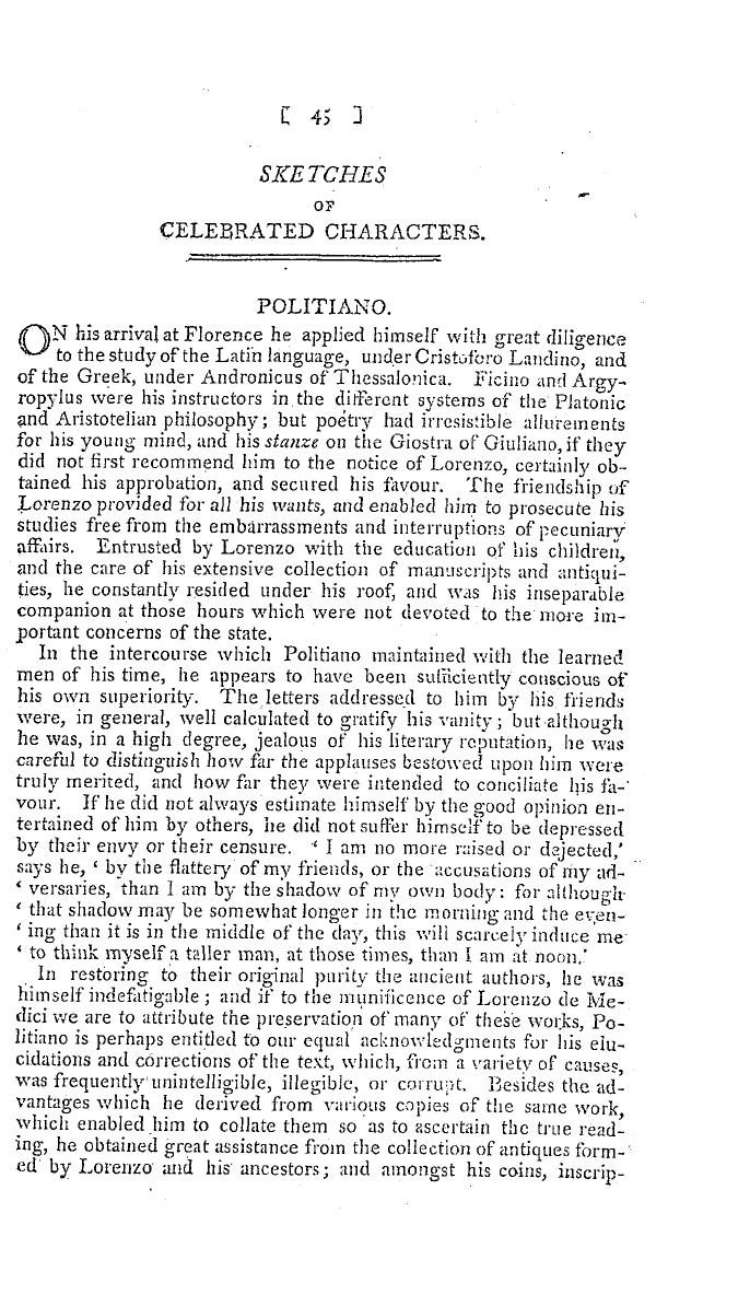 The Freemasons' Magazine: 1796-07-01 - Sketches Of Celebrated Characters.