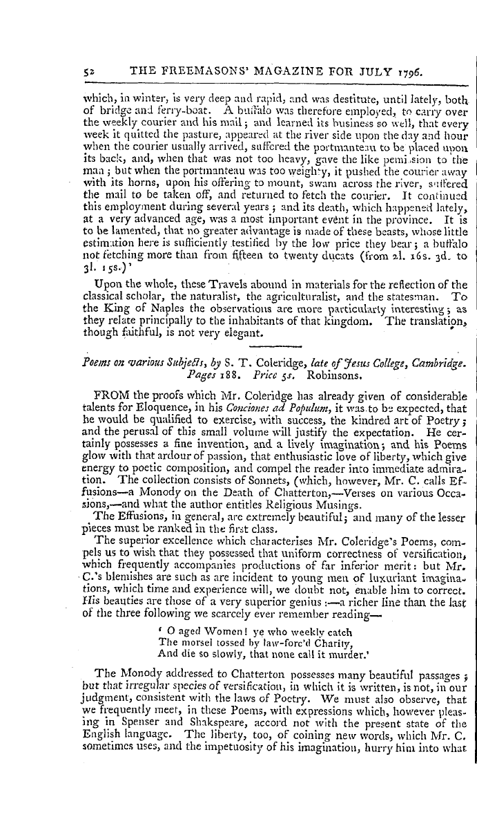 The Freemasons' Magazine: 1796-07-01 - Review Of New Publications.