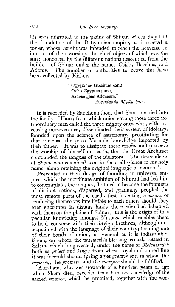 The Freemasons' Quarterly Review: 1834-10-01 - On Freemasonry.