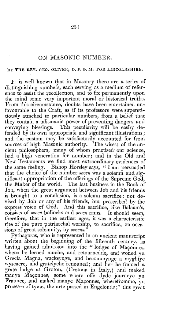 The Freemasons' Quarterly Review: 1834-10-01 - On Masonic Number.