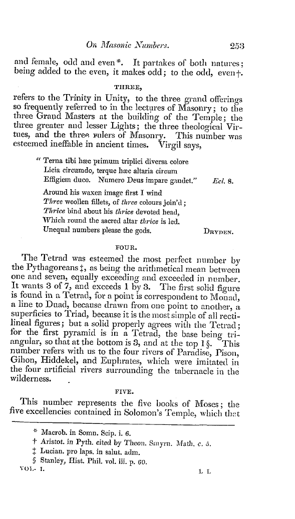 The Freemasons' Quarterly Review: 1834-10-01 - On Masonic Number.