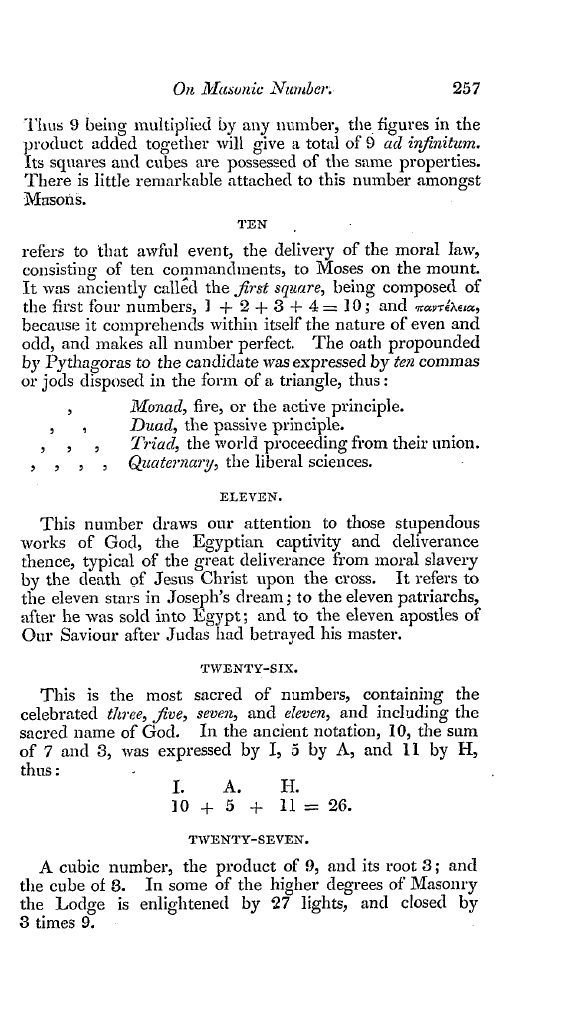 The Freemasons' Quarterly Review: 1834-10-01 - On Masonic Number.