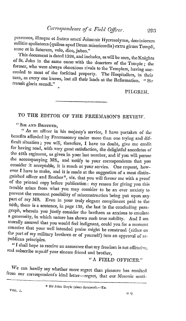 The Freemasons' Quarterly Review: 1834-10-01 - To The Editor Of The Freemason's Review.