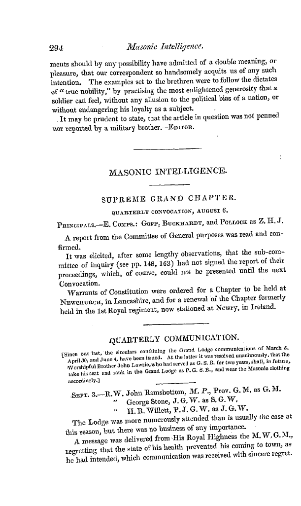 The Freemasons' Quarterly Review: 1834-10-01 - To The Editor Of The Freemason's Review.