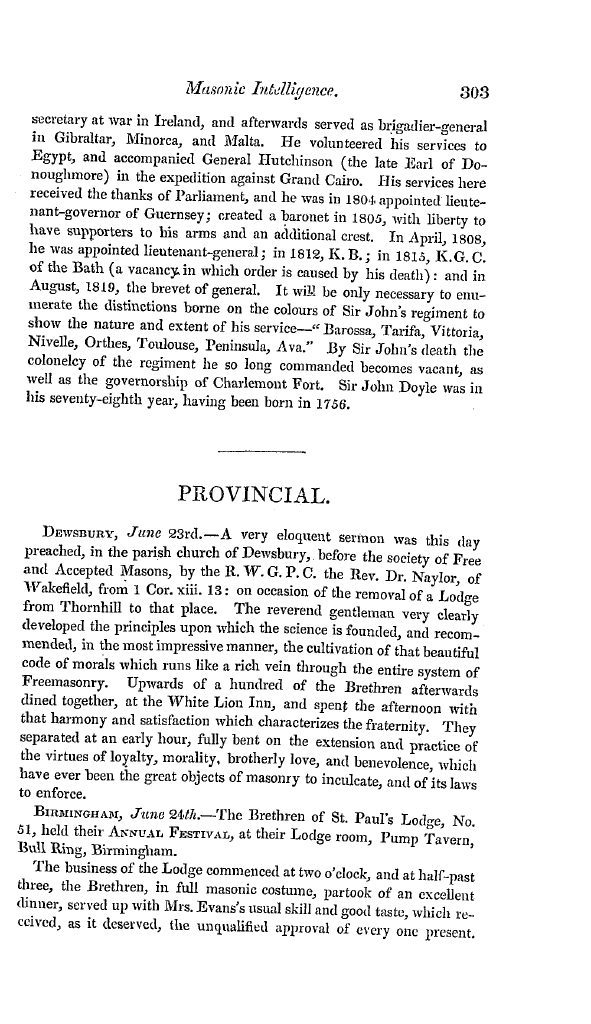 The Freemasons' Quarterly Review: 1834-10-01 - Masonic Obituary.