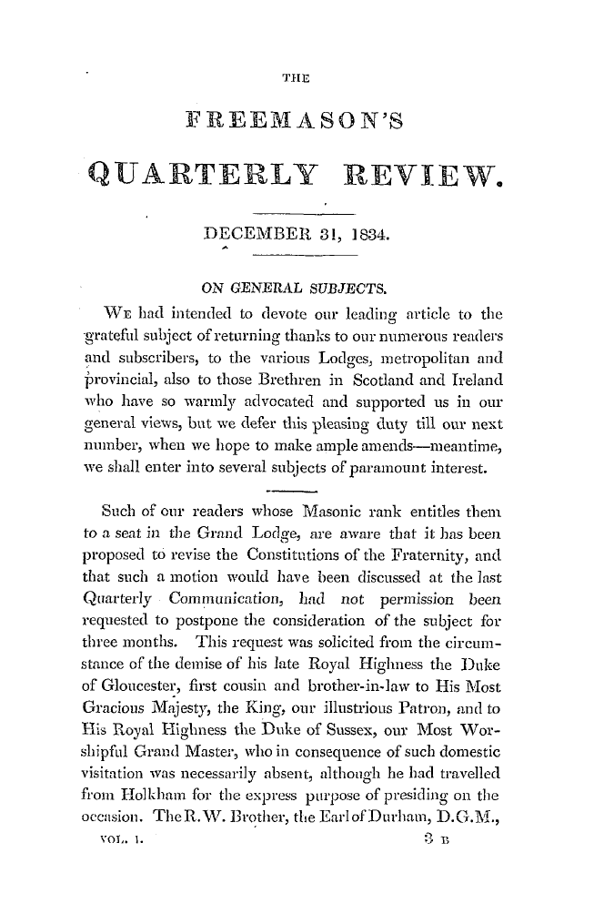 The Freemasons' Quarterly Review