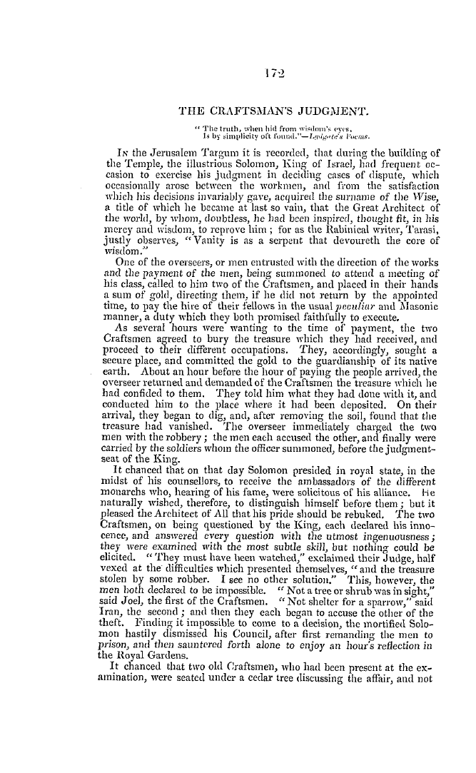 The Freemasons' Quarterly Review: 1837-06-30 - The Craftsman's Judgment.