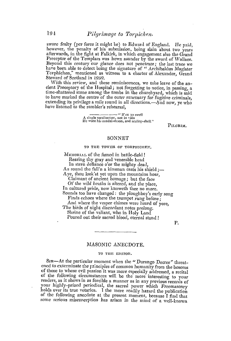 The Freemasons' Quarterly Review: 1837-06-30 - Masonic Anecdote.